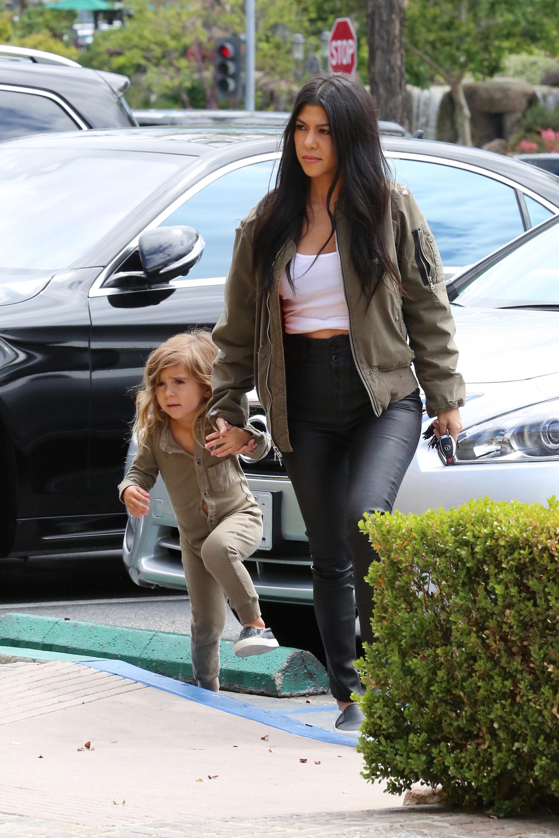 Kourtney Kardashian is seen taking her daughter Penelope Disick to Color Me Mine