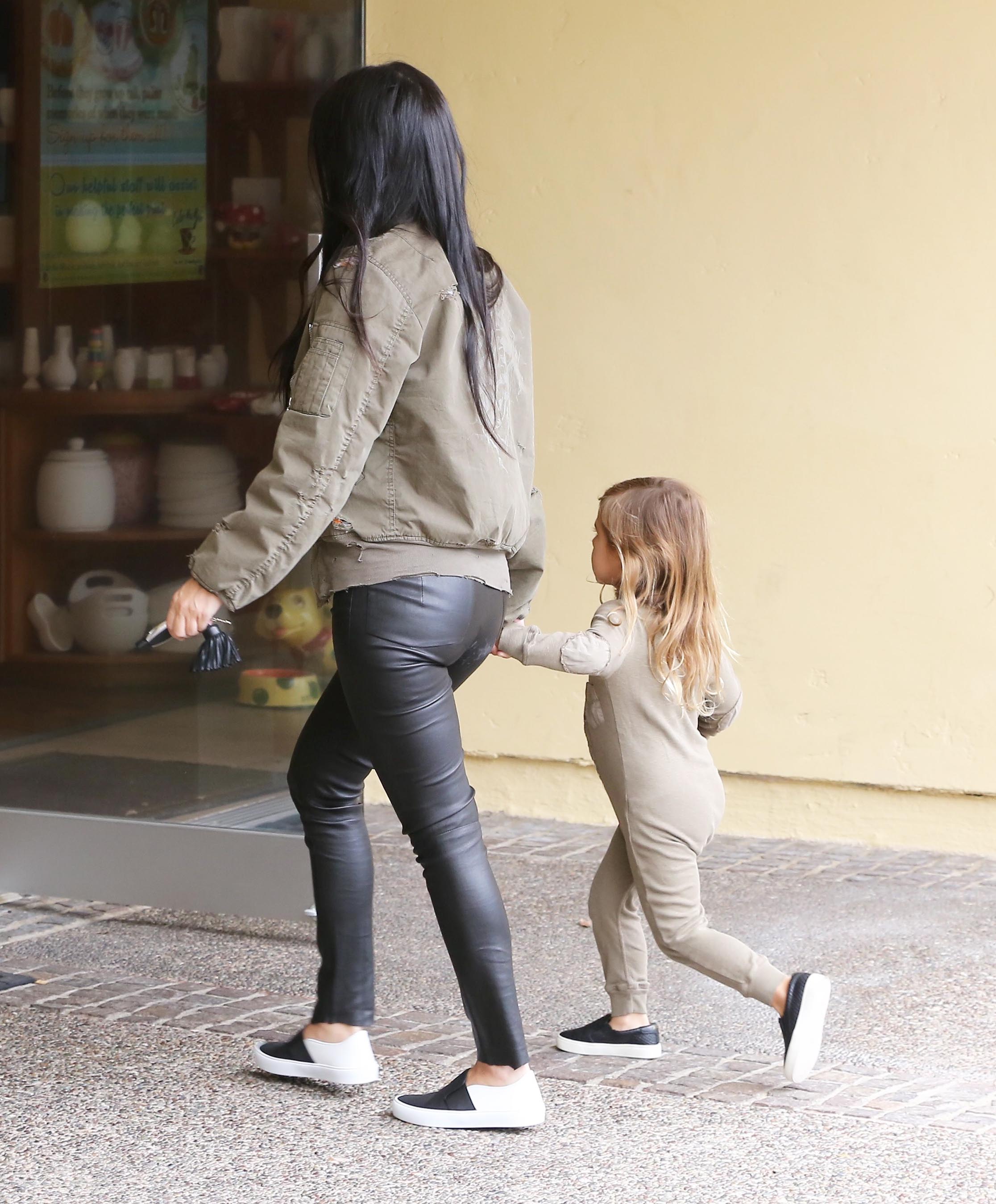 Kourtney Kardashian is seen taking her daughter Penelope Disick to Color Me Mine