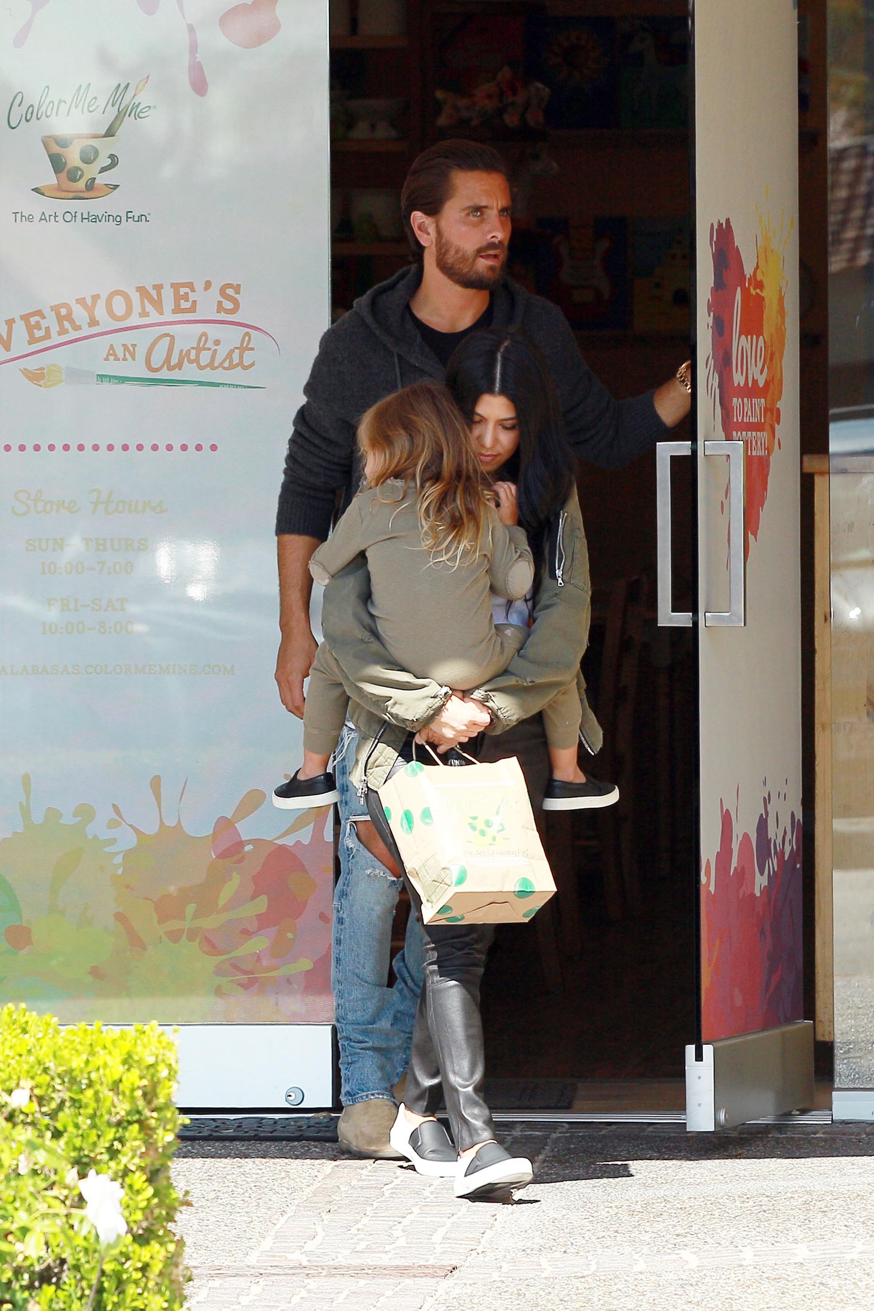 Kourtney Kardashian is seen taking her daughter Penelope Disick to Color Me Mine