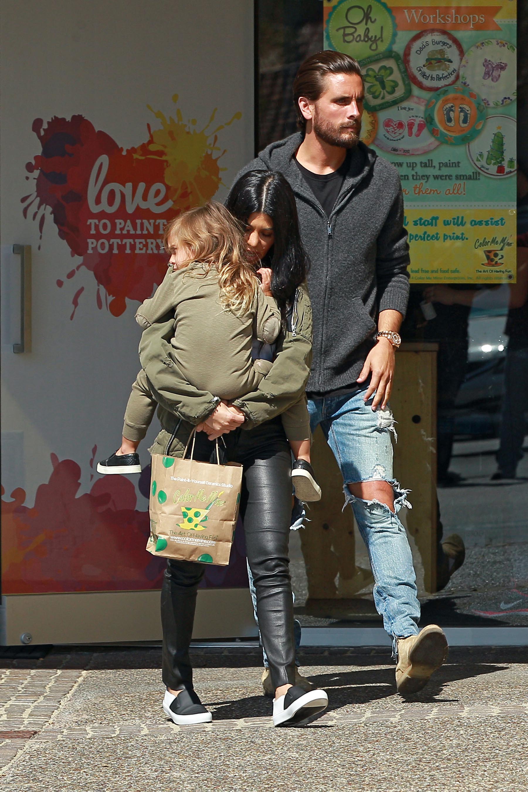 Kourtney Kardashian is seen taking her daughter Penelope Disick to Color Me Mine