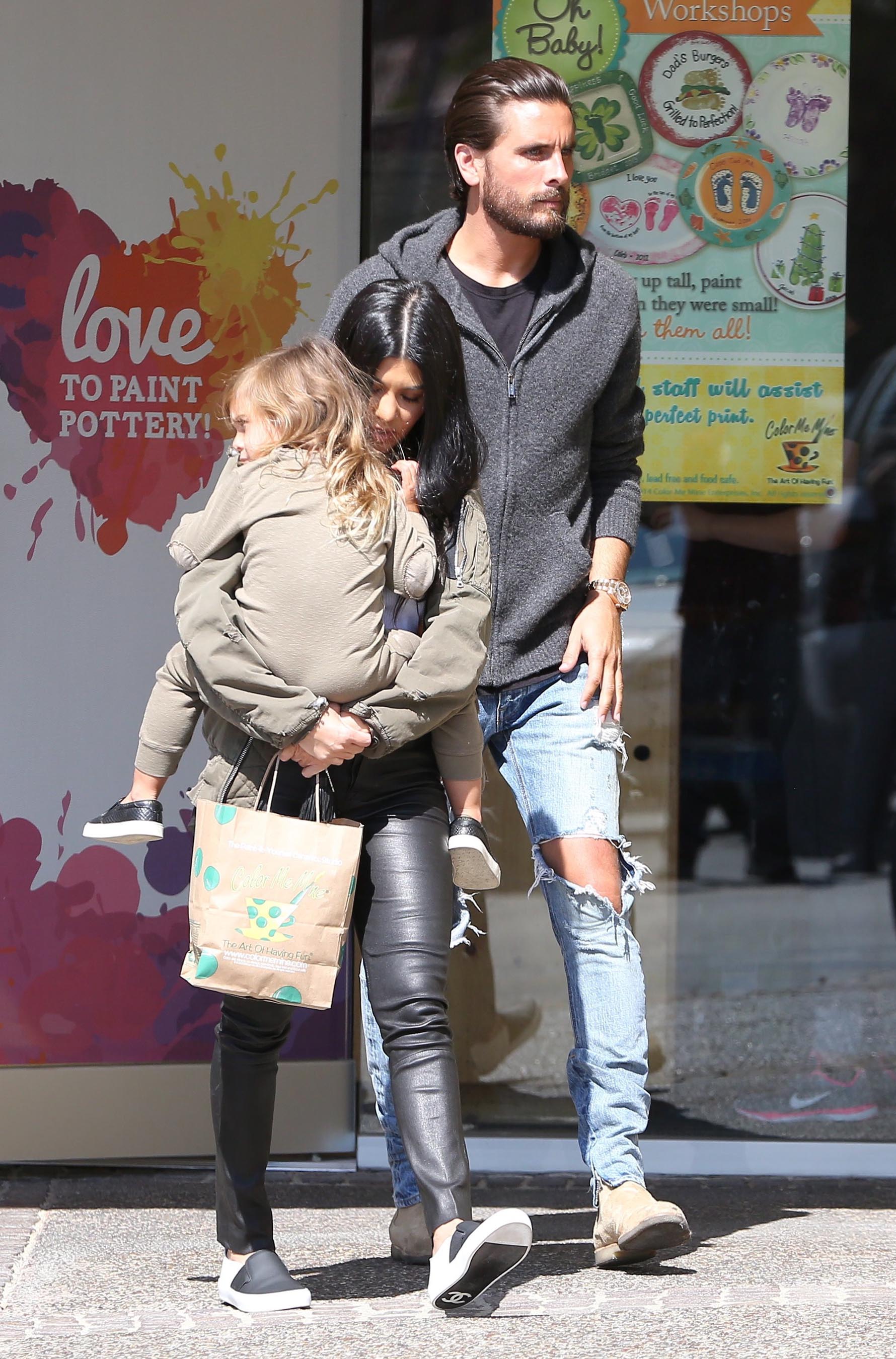 Kourtney Kardashian is seen taking her daughter Penelope Disick to Color Me Mine