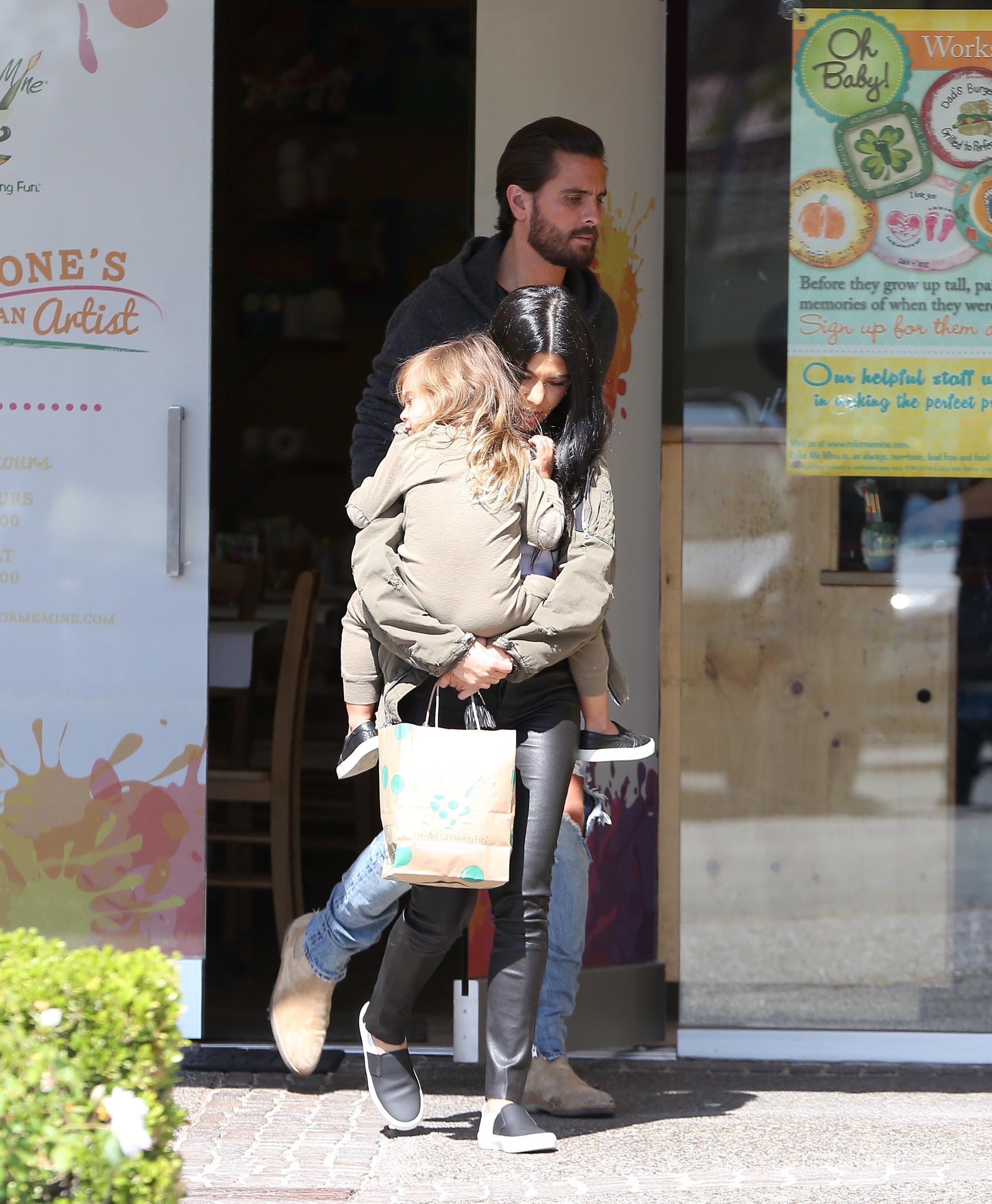 Kourtney Kardashian is seen taking her daughter Penelope Disick to Color Me Mine