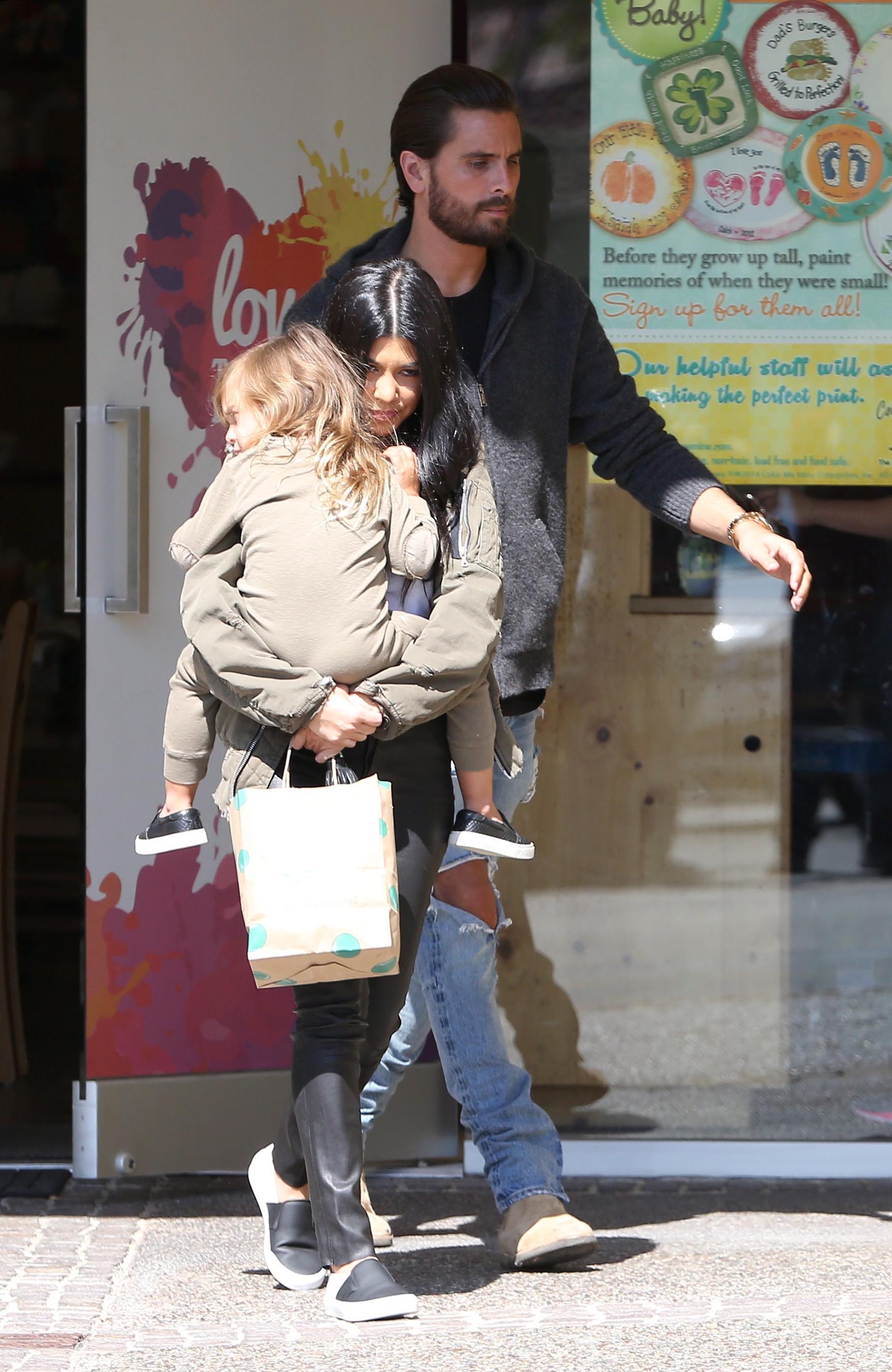 Kourtney Kardashian is seen taking her daughter Penelope Disick to Color Me Mine