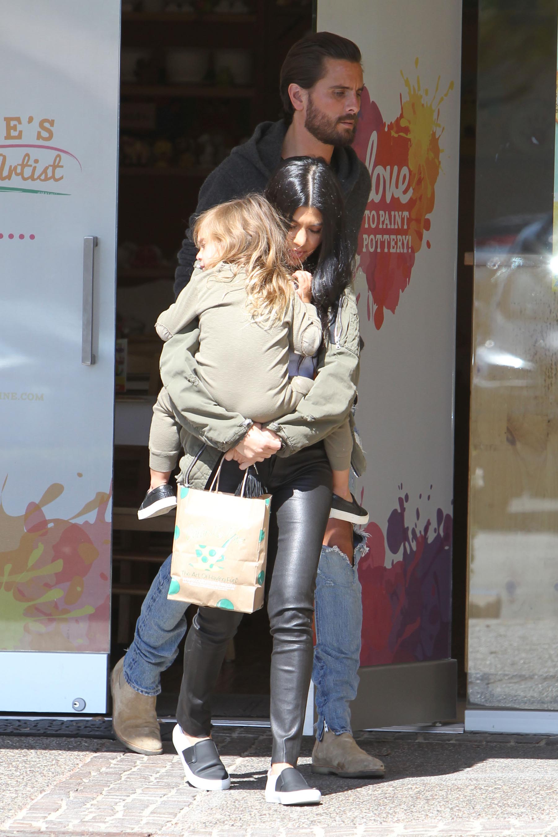 Kourtney Kardashian is seen taking her daughter Penelope Disick to Color Me Mine