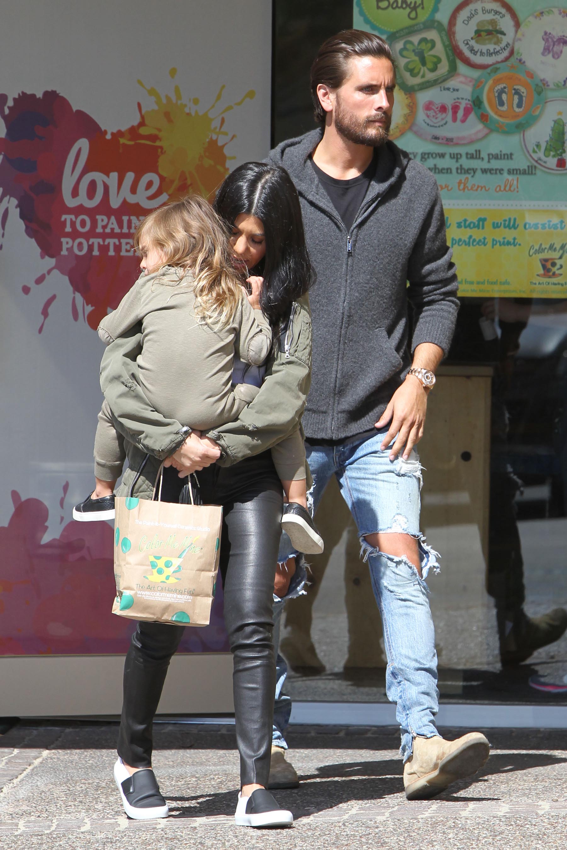 Kourtney Kardashian is seen taking her daughter Penelope Disick to Color Me Mine