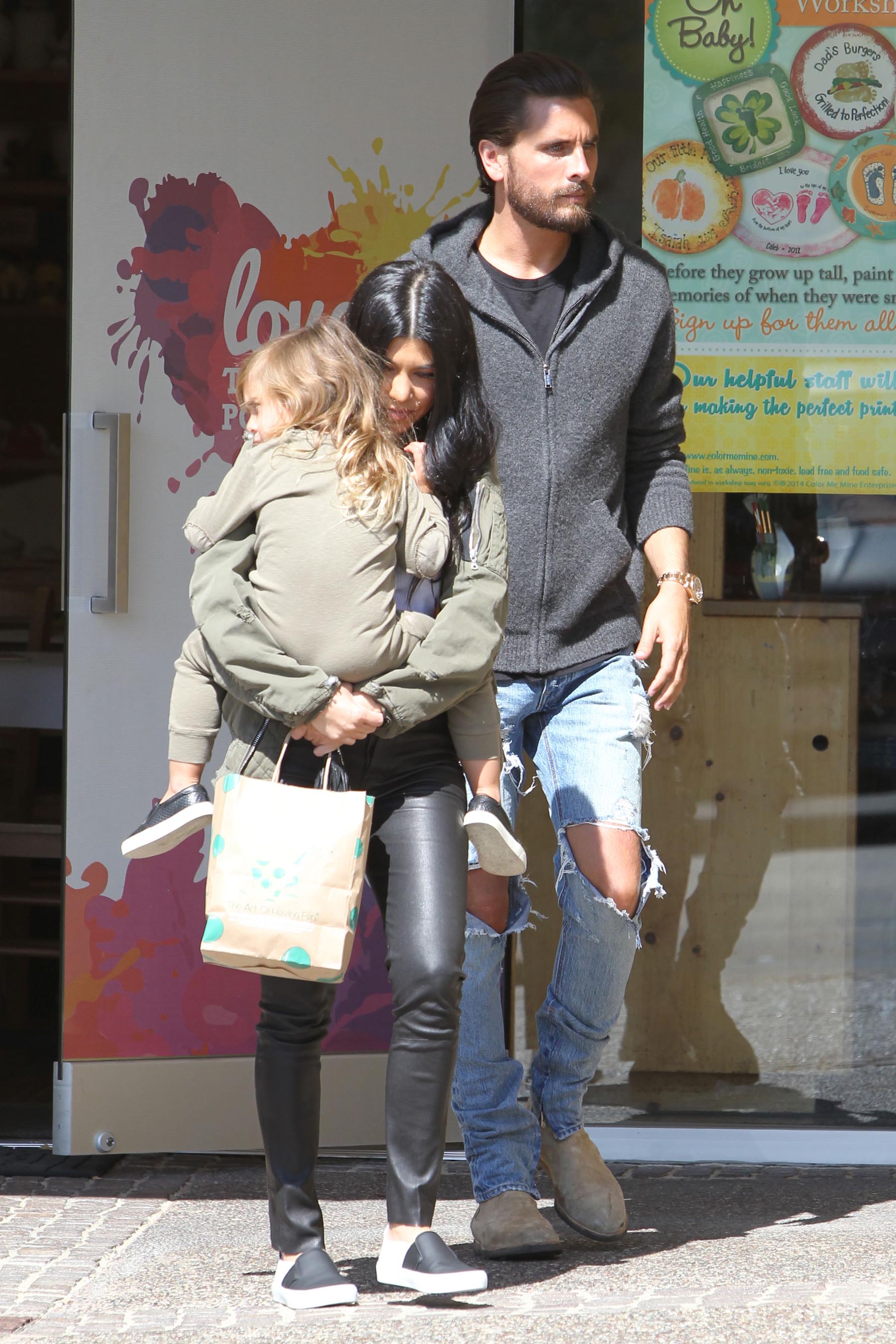 Kourtney Kardashian is seen taking her daughter Penelope Disick to Color Me Mine