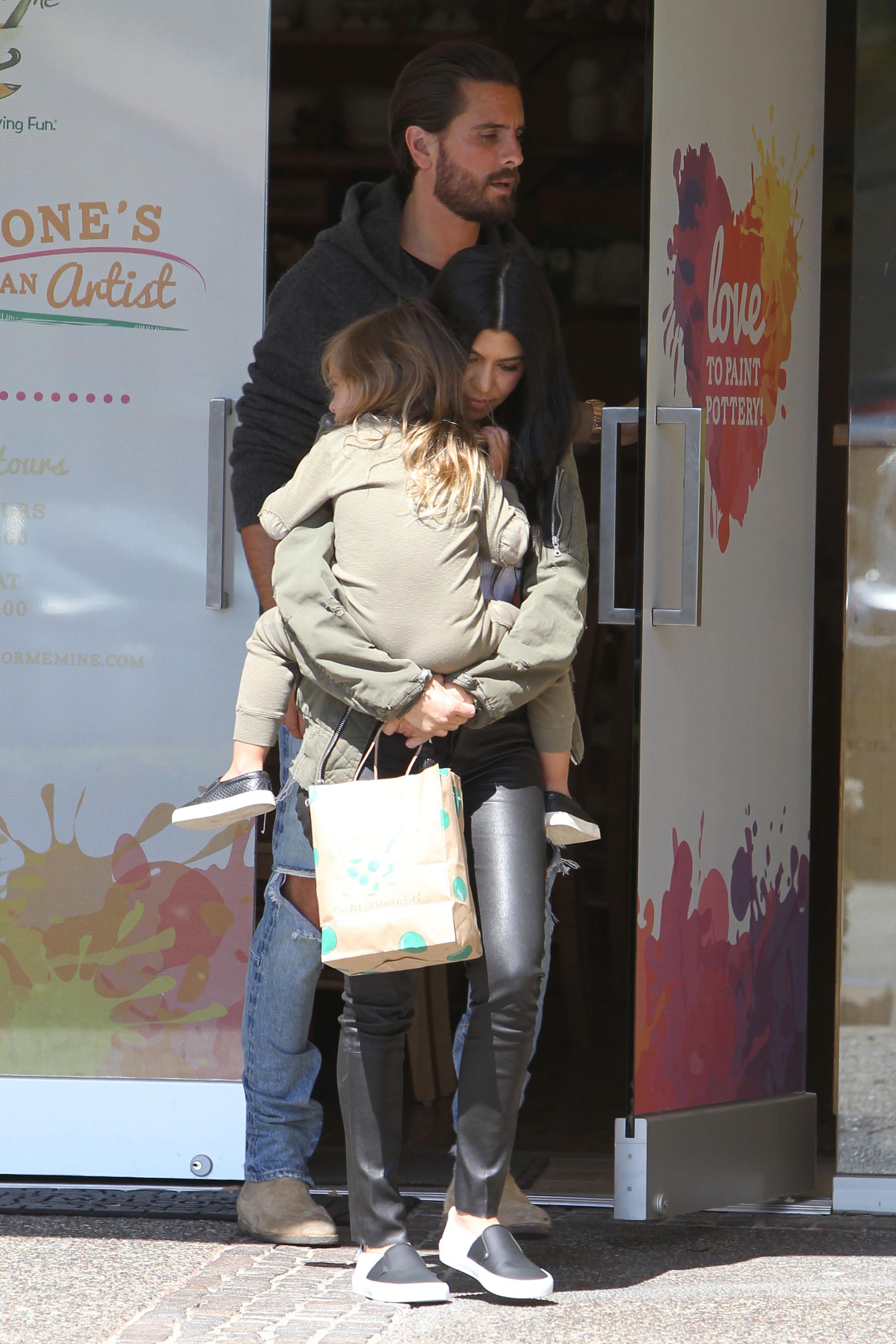 Kourtney Kardashian is seen taking her daughter Penelope Disick to Color Me Mine