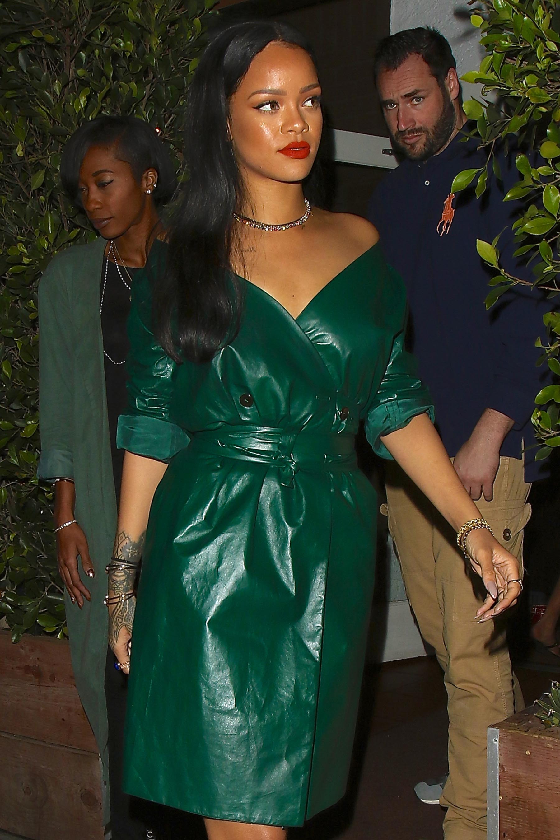 Rihanna is spotted leaving dinner at Giorgio Baldi