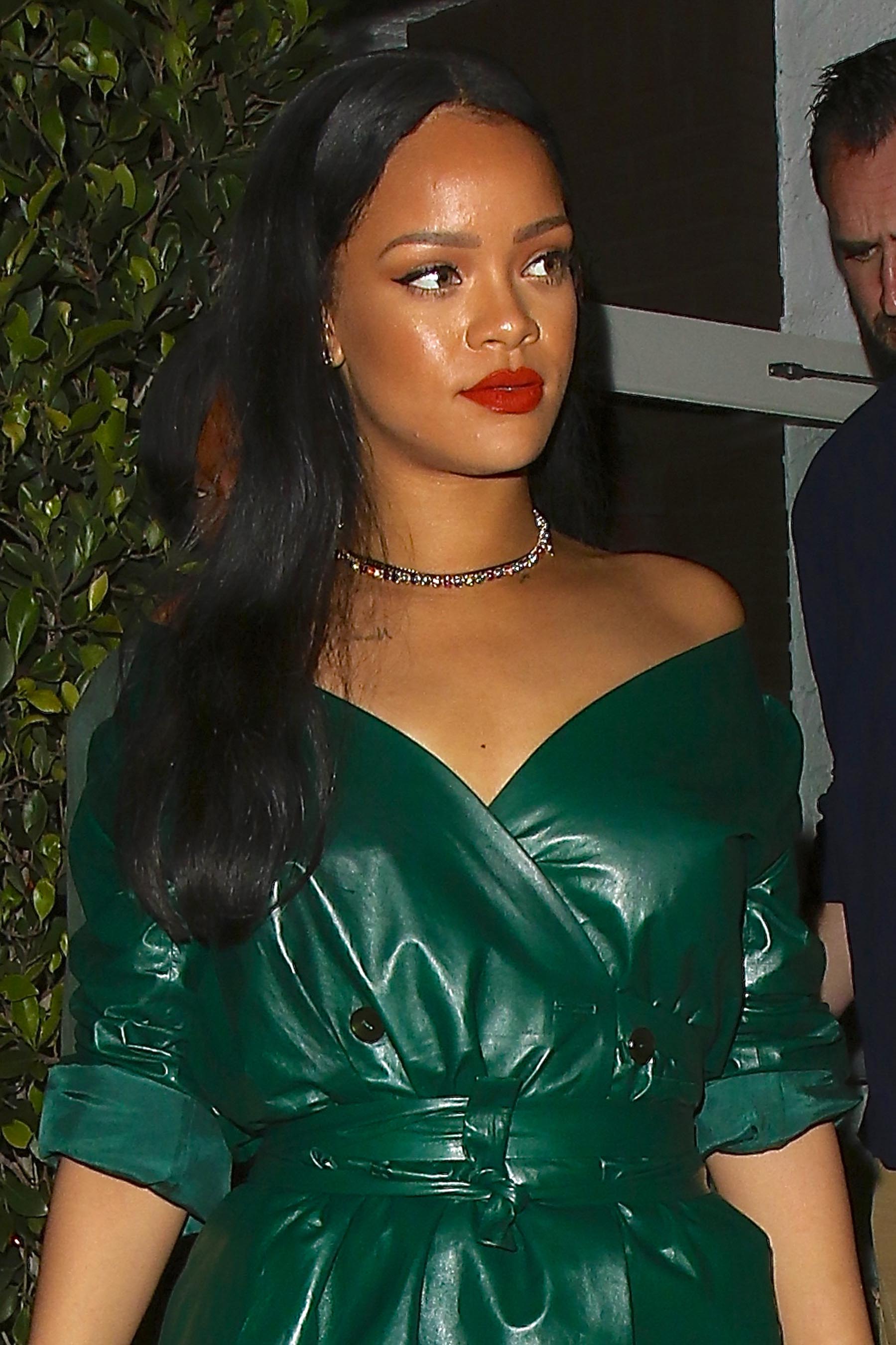 Rihanna is spotted leaving dinner at Giorgio Baldi