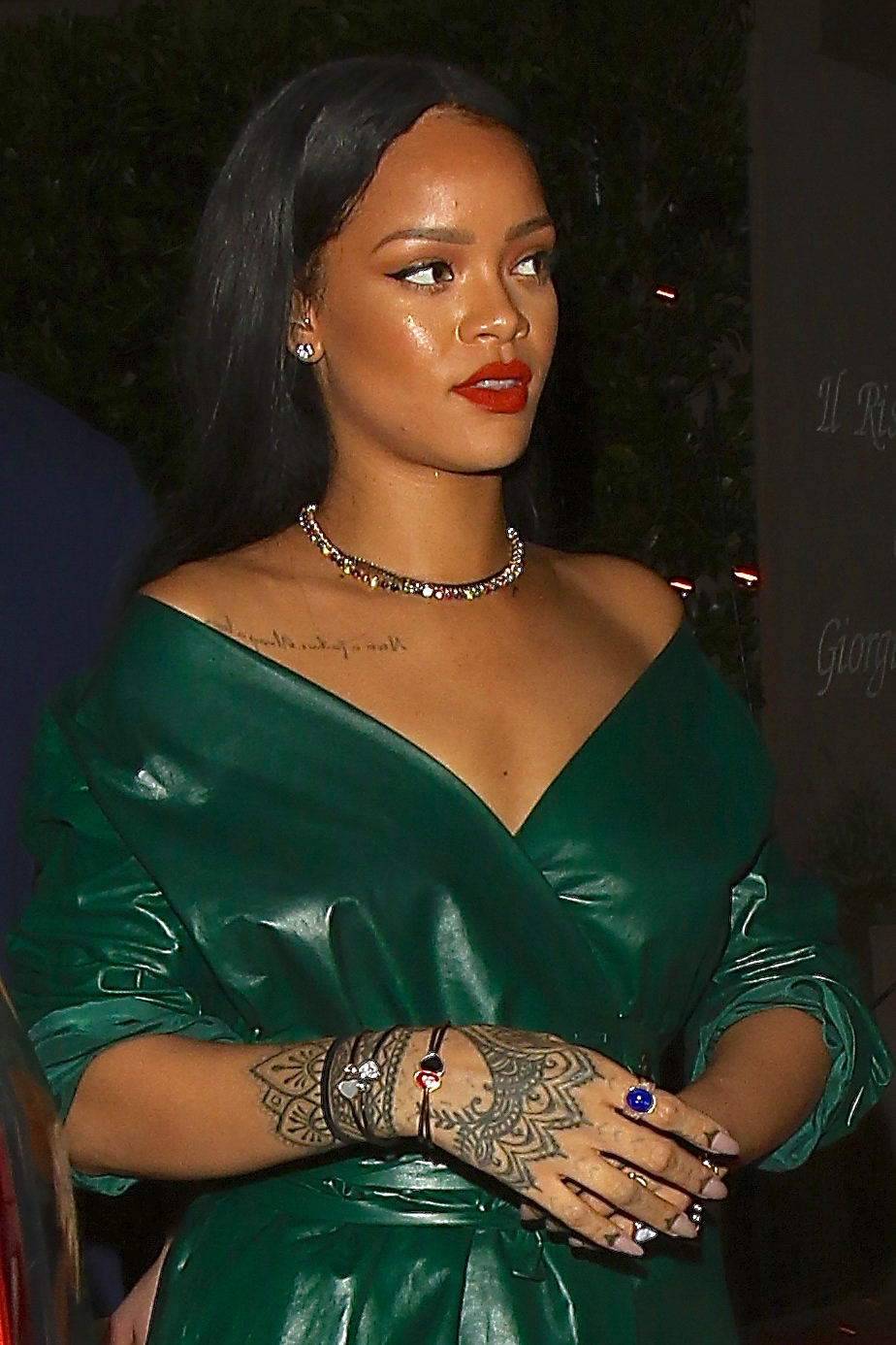 Rihanna is spotted leaving dinner at Giorgio Baldi