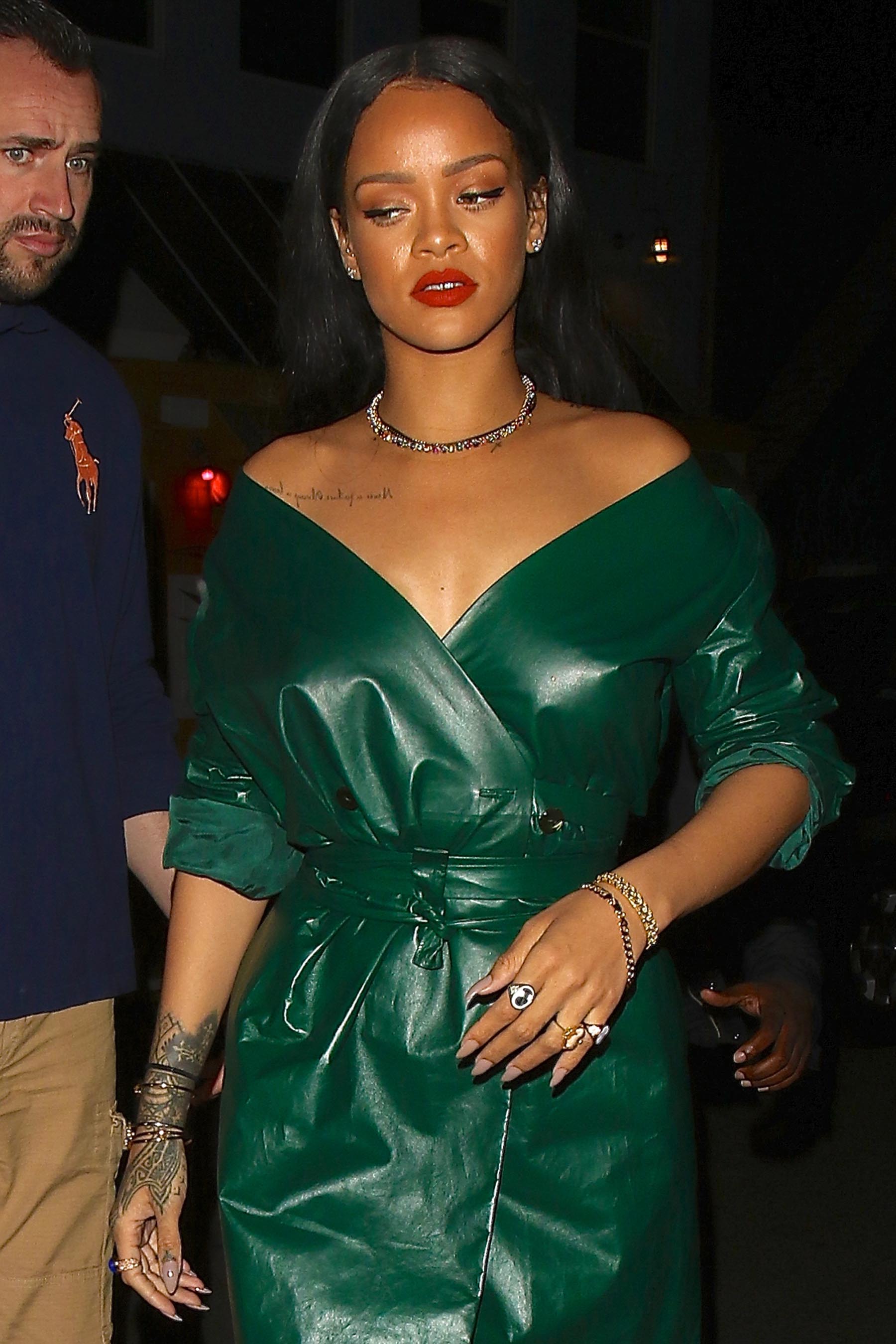 Rihanna is spotted leaving dinner at Giorgio Baldi