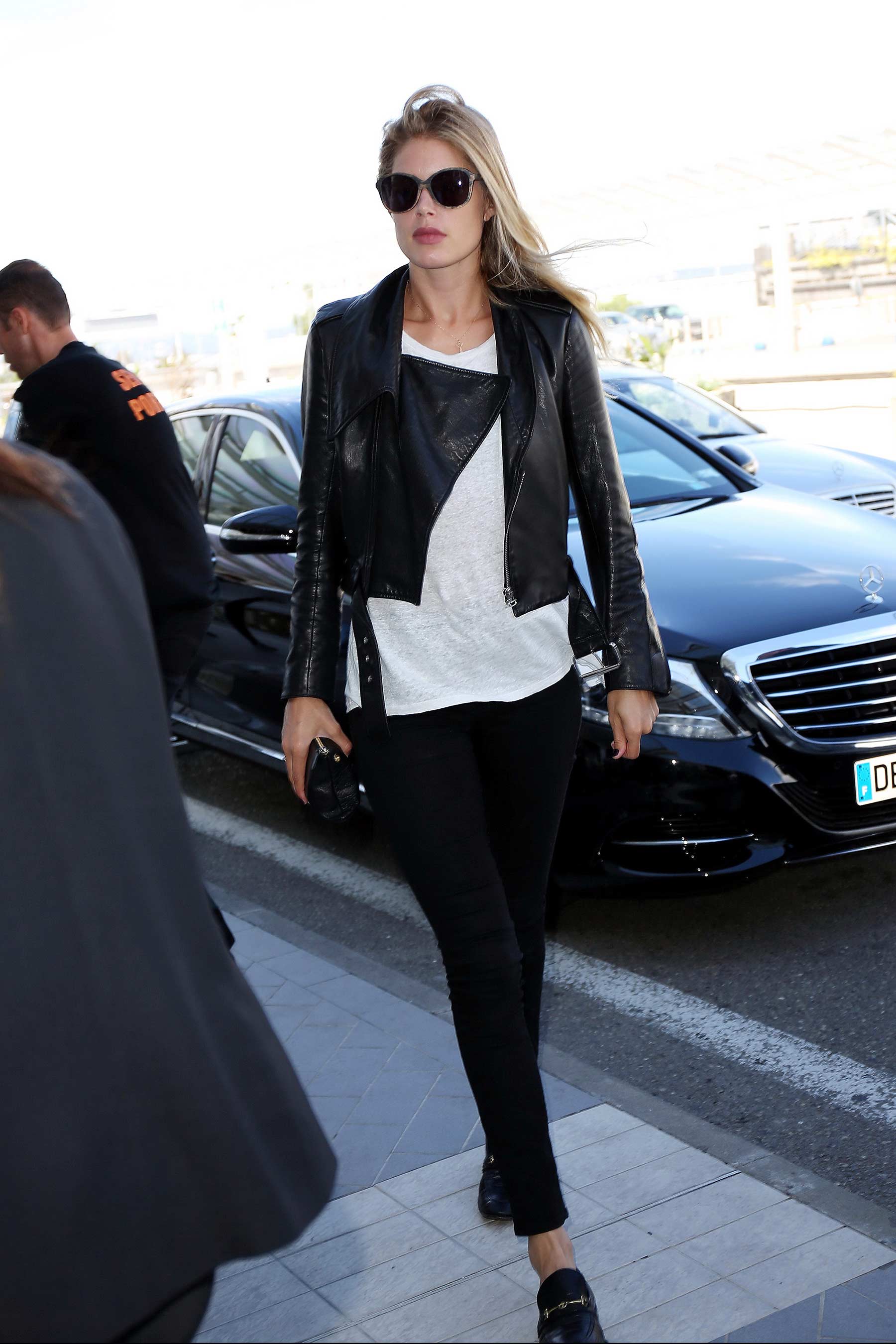 Doutzen Kroes is seen at Nice airport