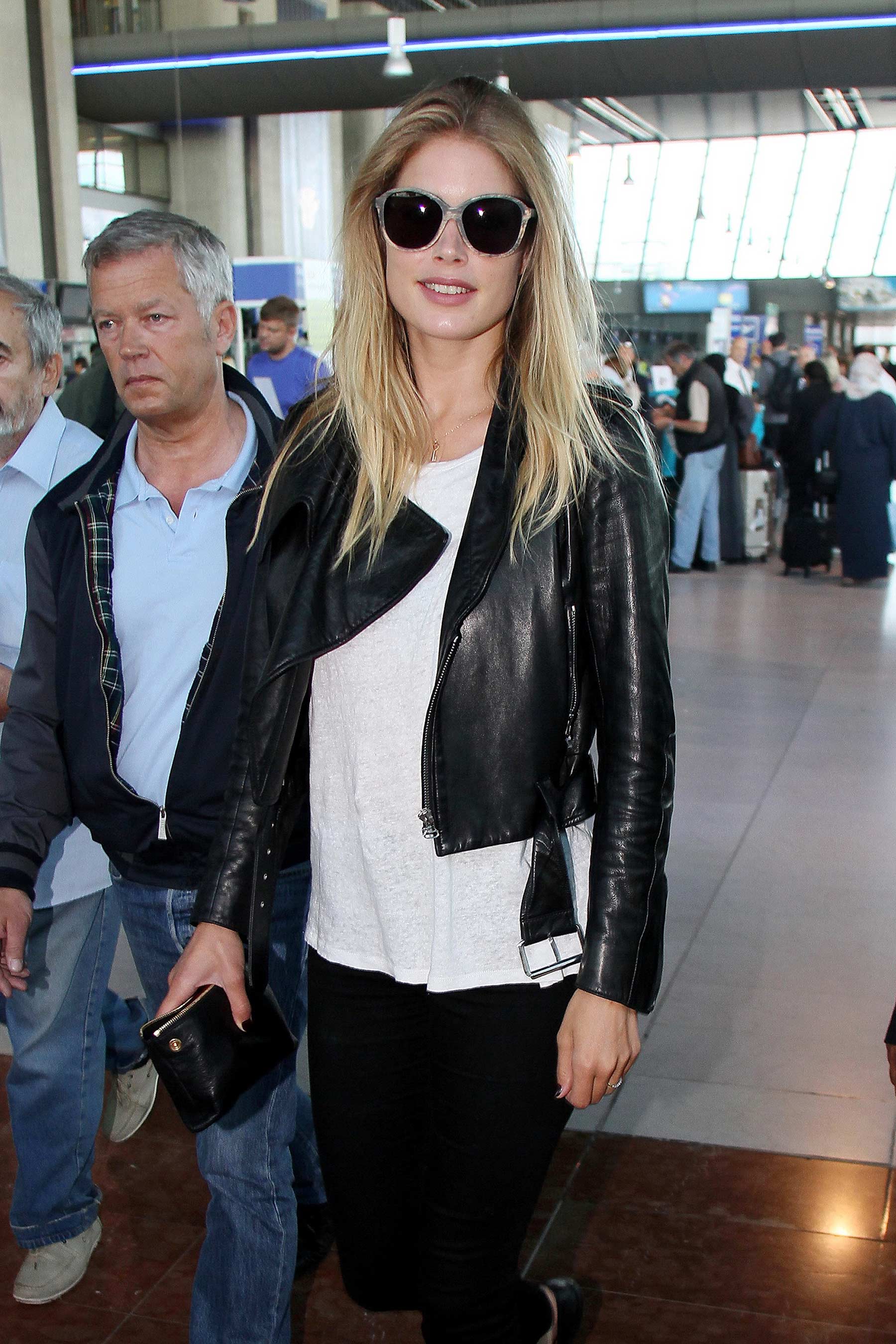 Doutzen Kroes is seen at Nice airport