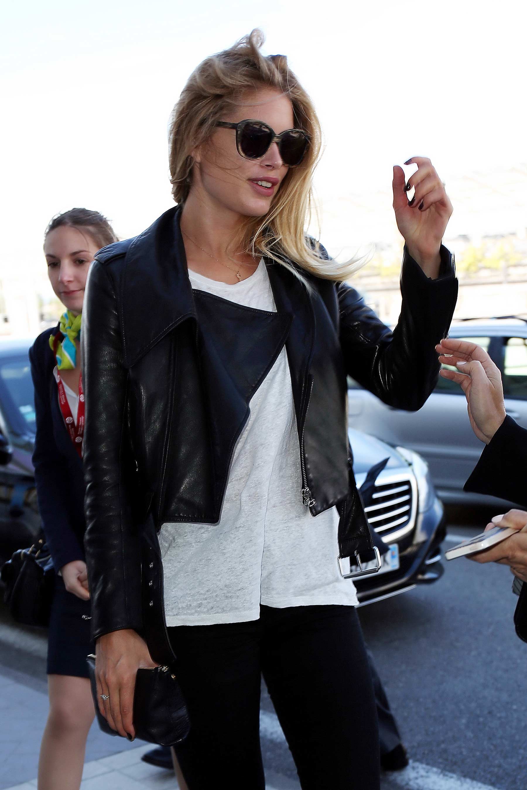 Doutzen Kroes is seen at Nice airport