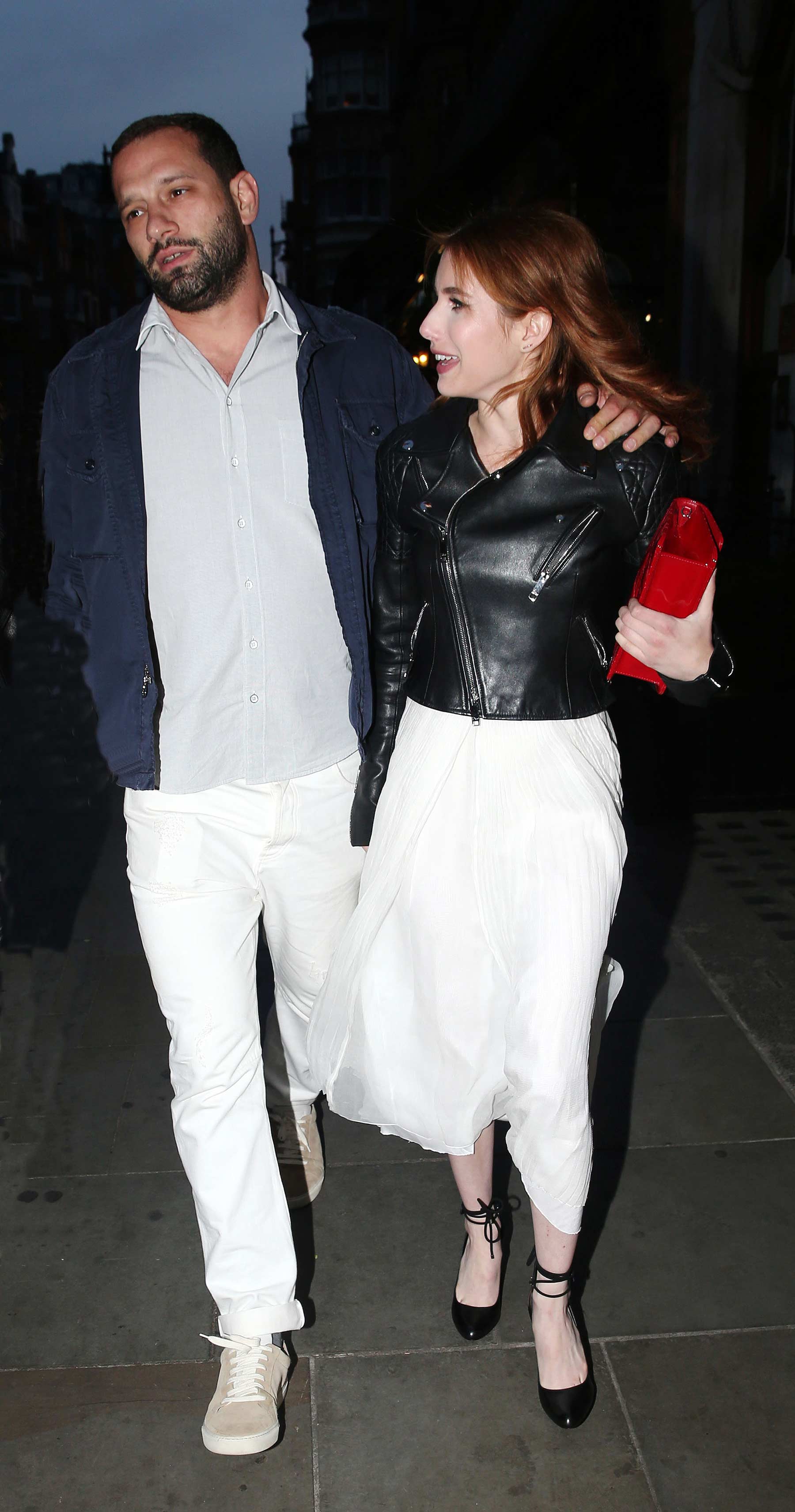 Emma Roberts leaving the Audley Pub