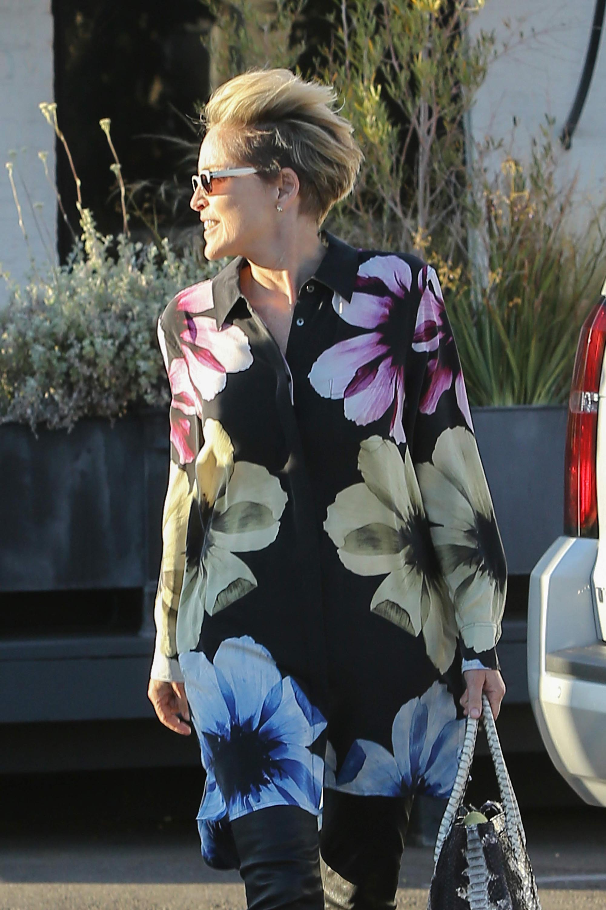 Sharon Stone to get her hair done at Ramirez Tran Salon