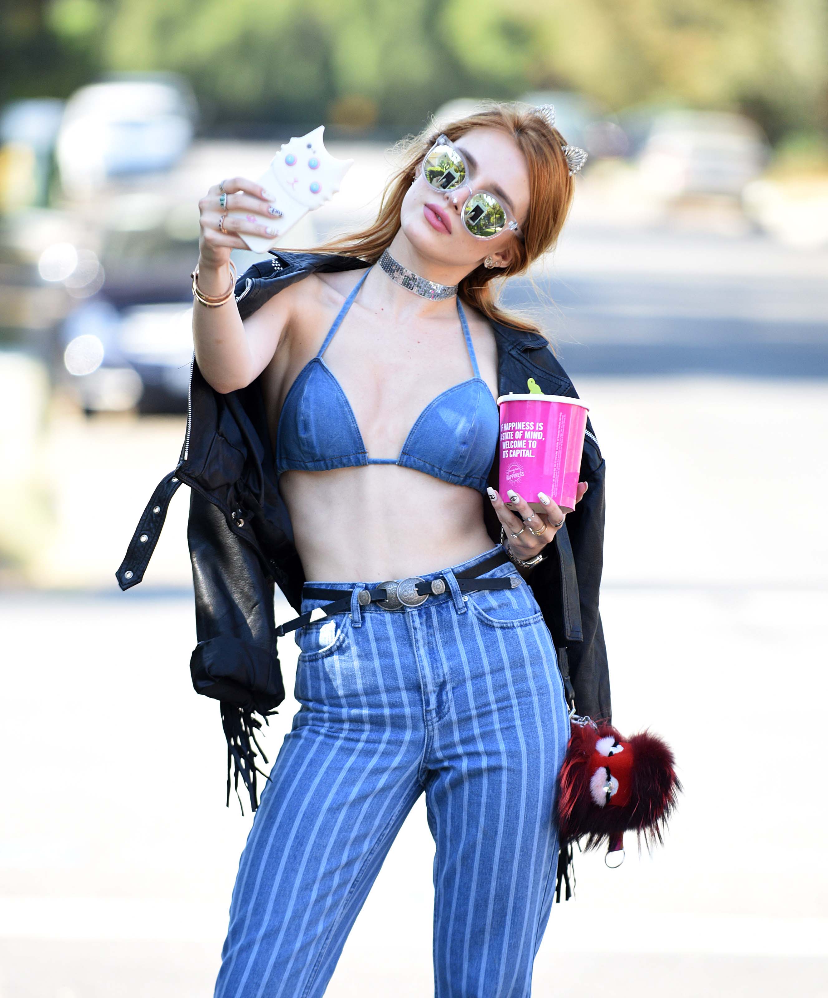 Bella Thorne eating Froyo