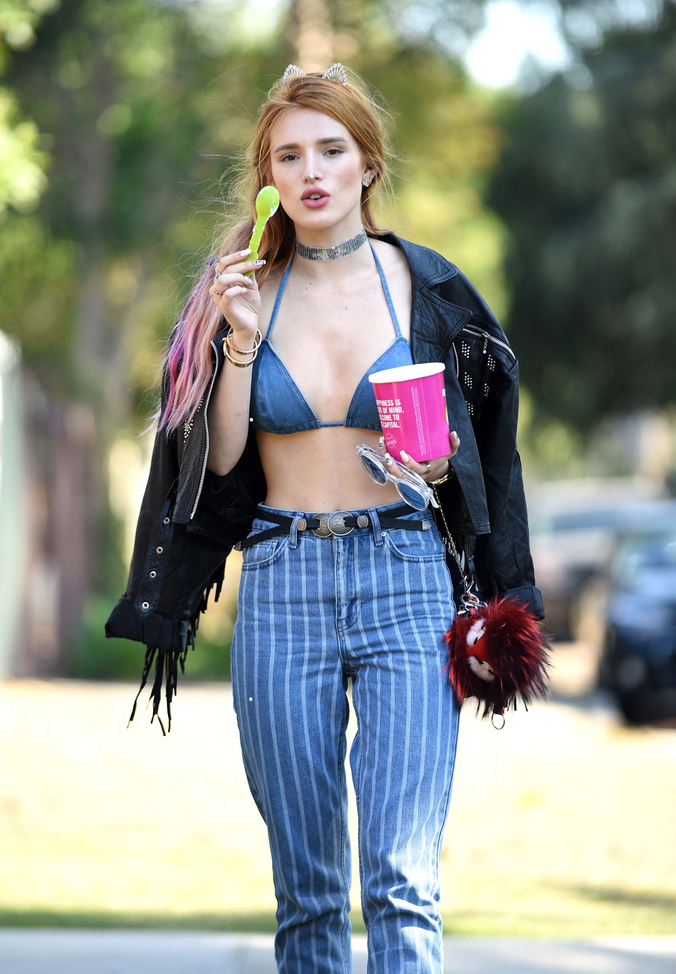 Bella Thorne eating Froyo