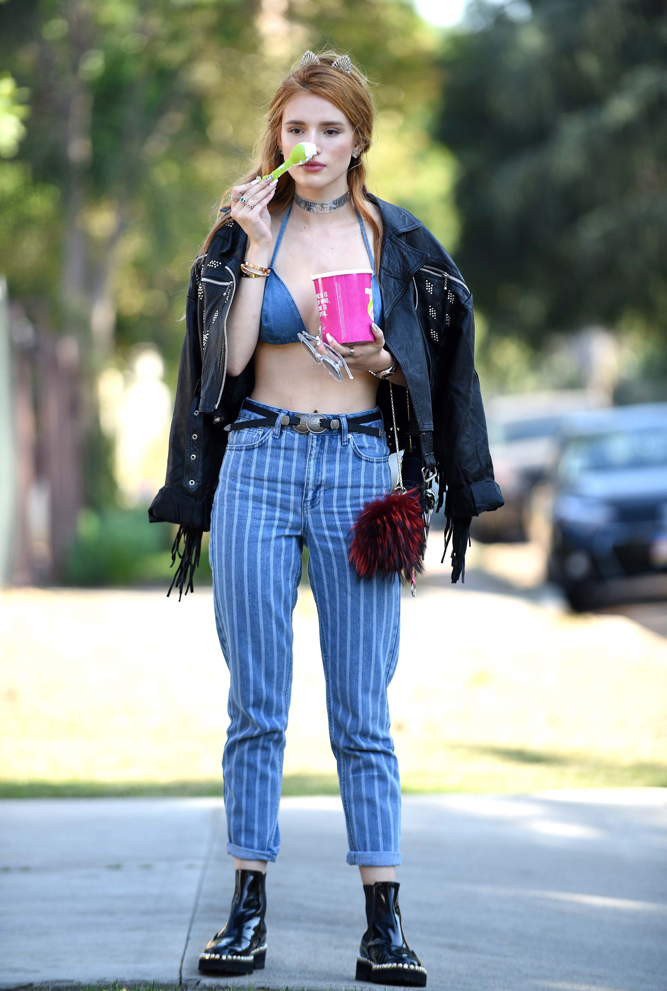 Bella Thorne eating Froyo