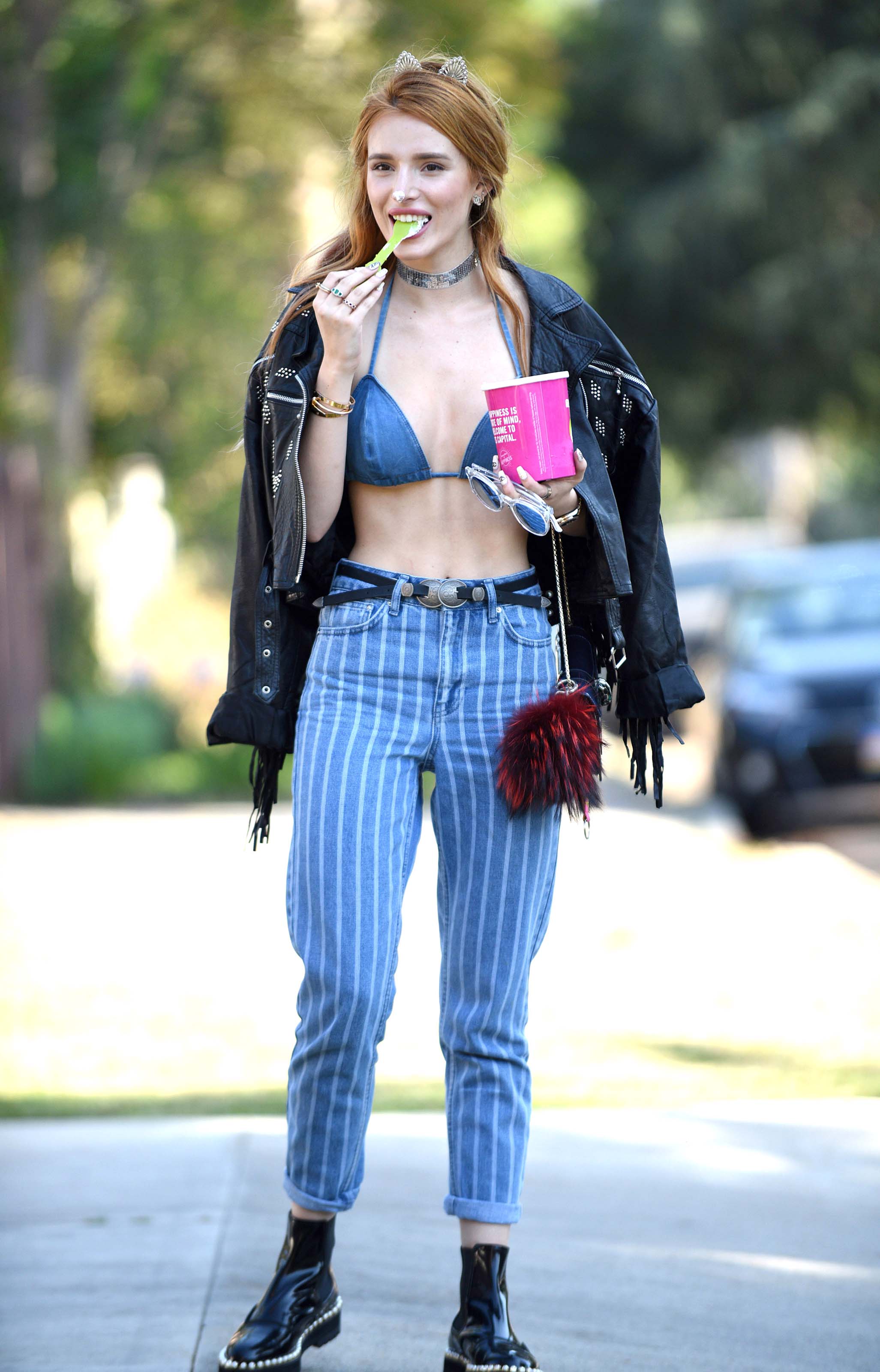 Bella Thorne eating Froyo