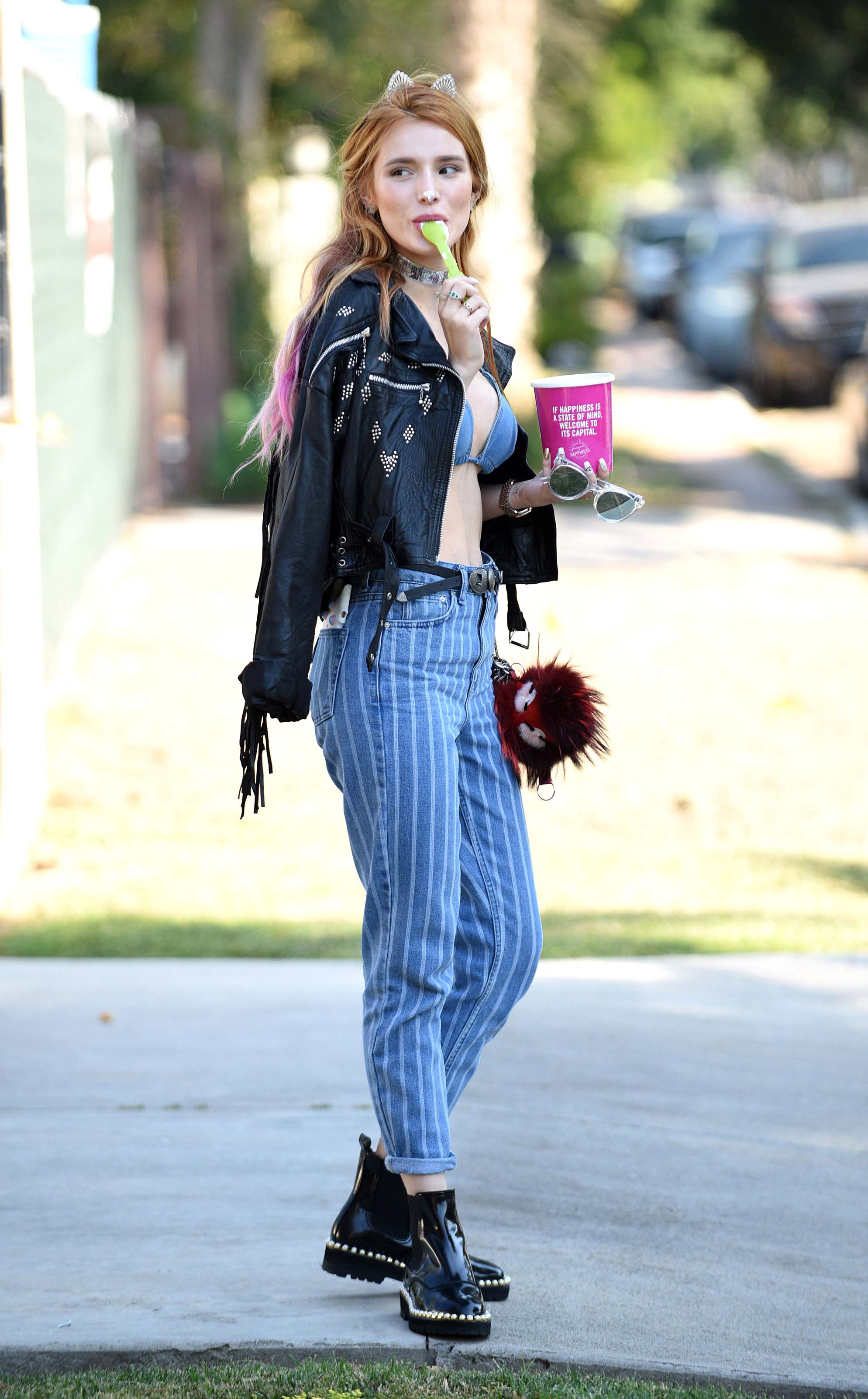 Bella Thorne eating Froyo