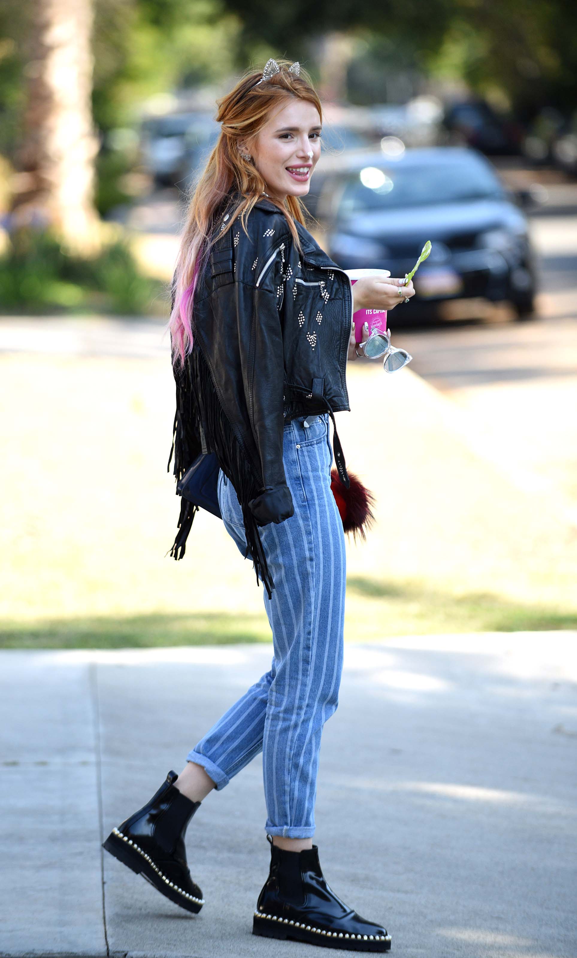 Bella Thorne eating Froyo