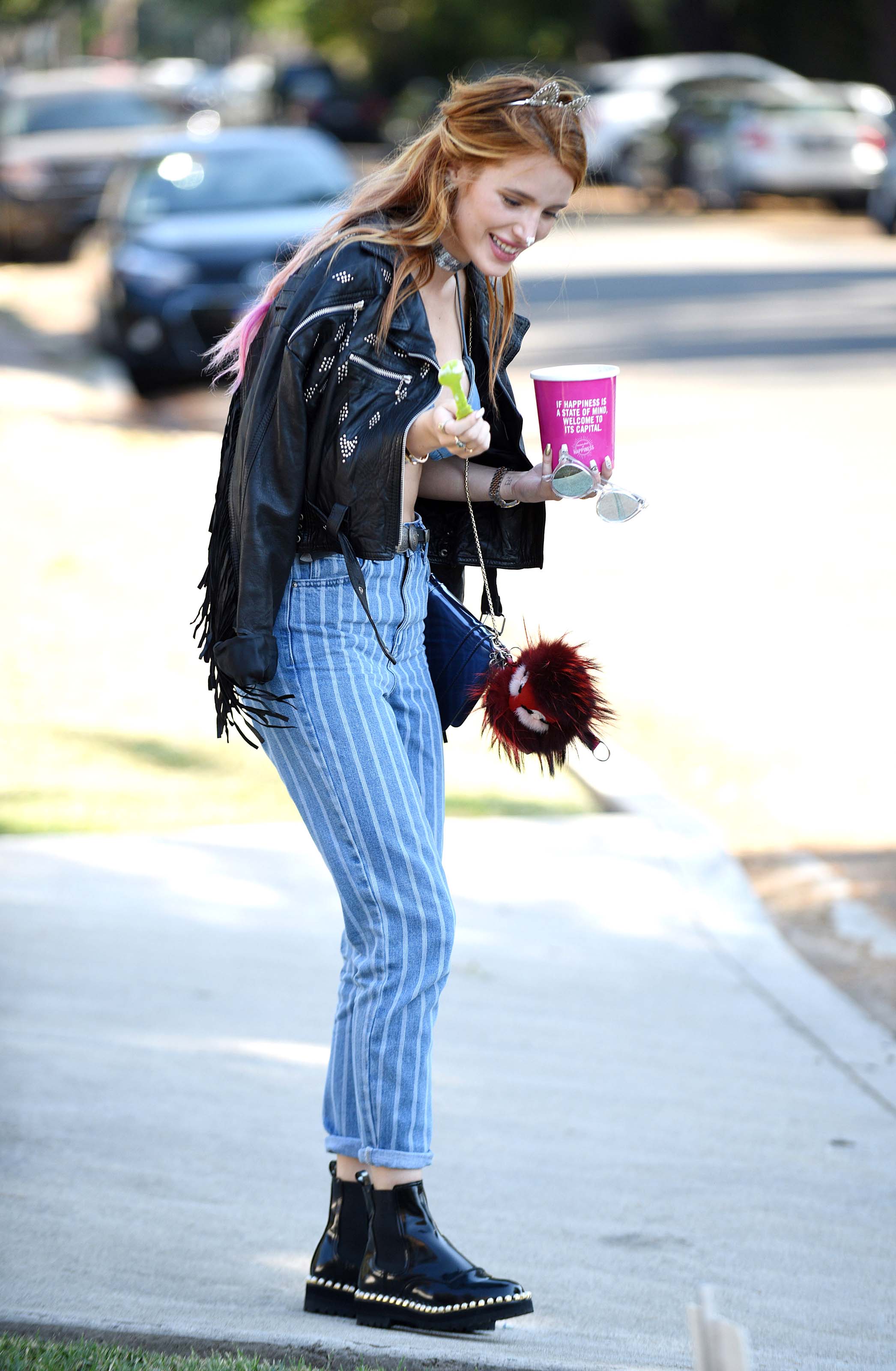 Bella Thorne eating Froyo