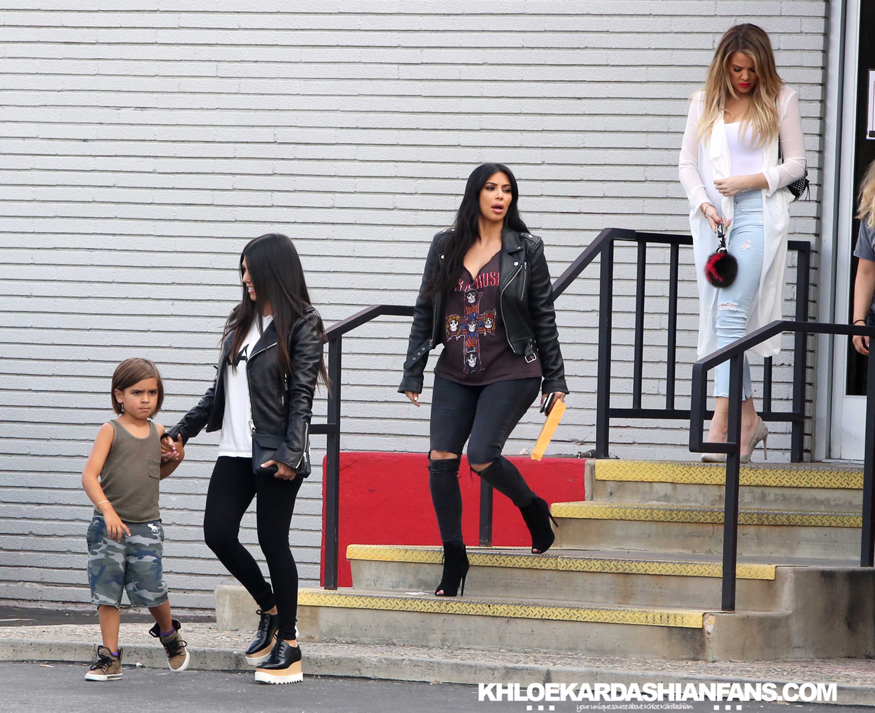 Khloe, Kim, Kourtney and Kylie at a bowling