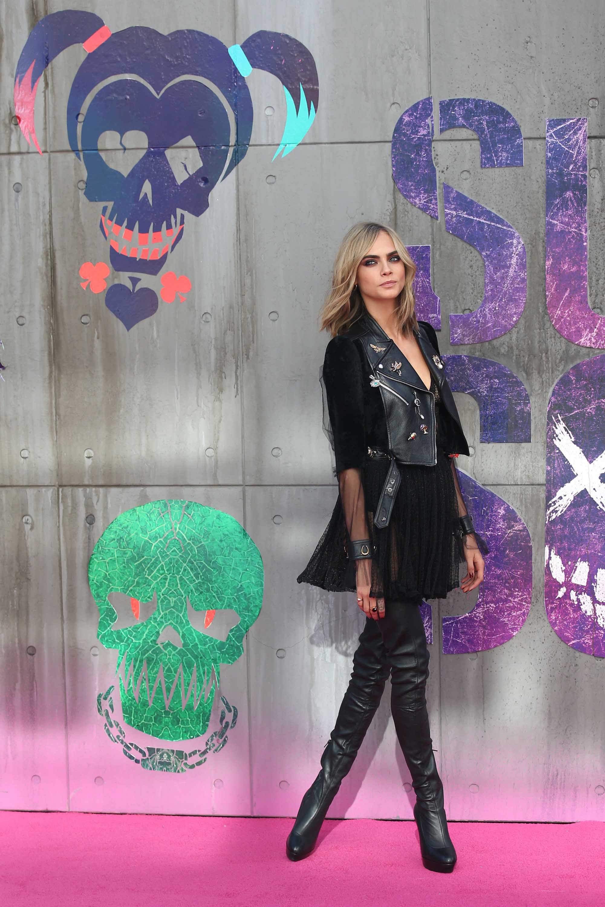 Cara Delevingne attends the Suicide Squad European Premiere