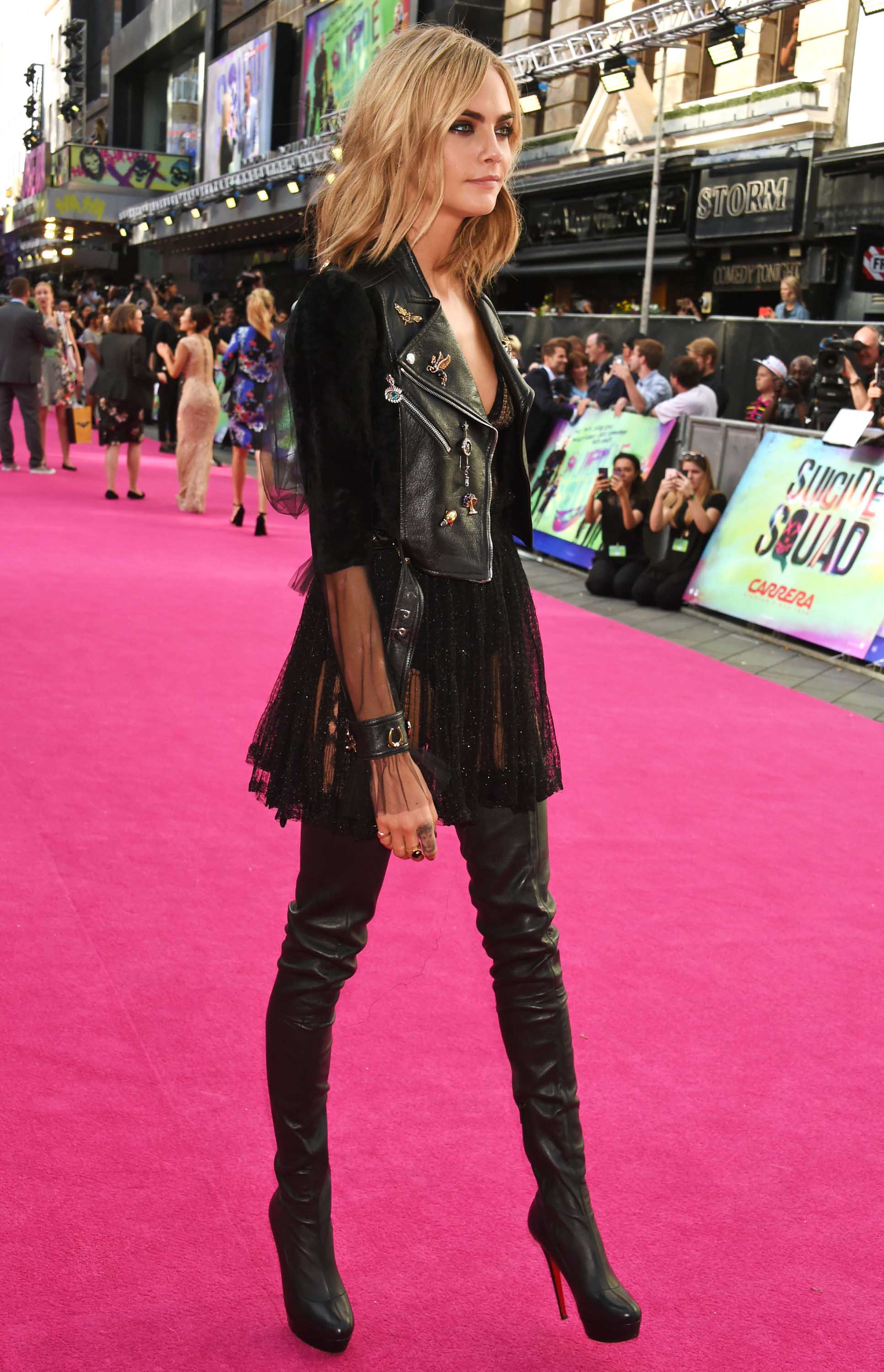 Cara Delevingne attends the Suicide Squad European Premiere