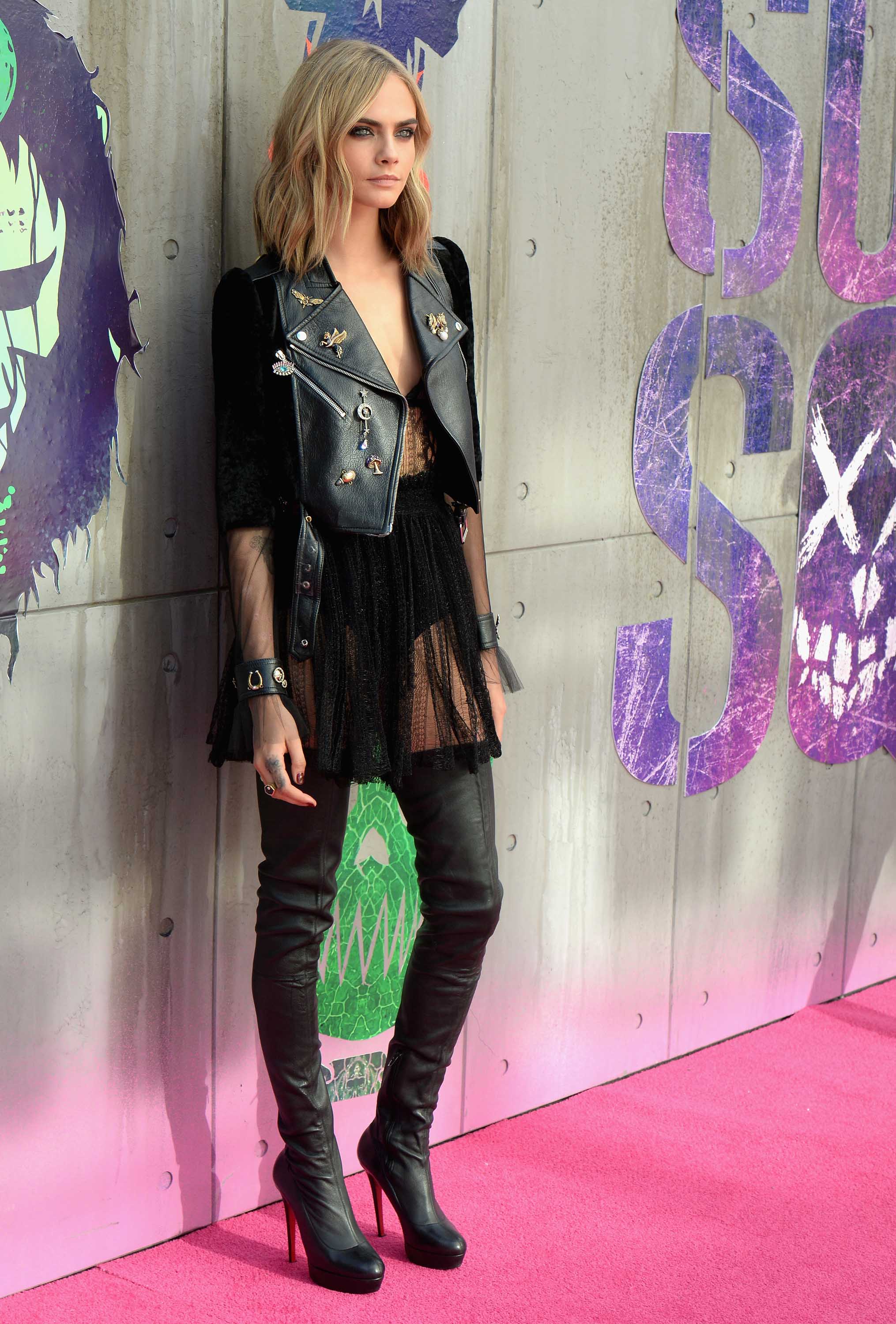 Cara Delevingne attends the Suicide Squad European Premiere