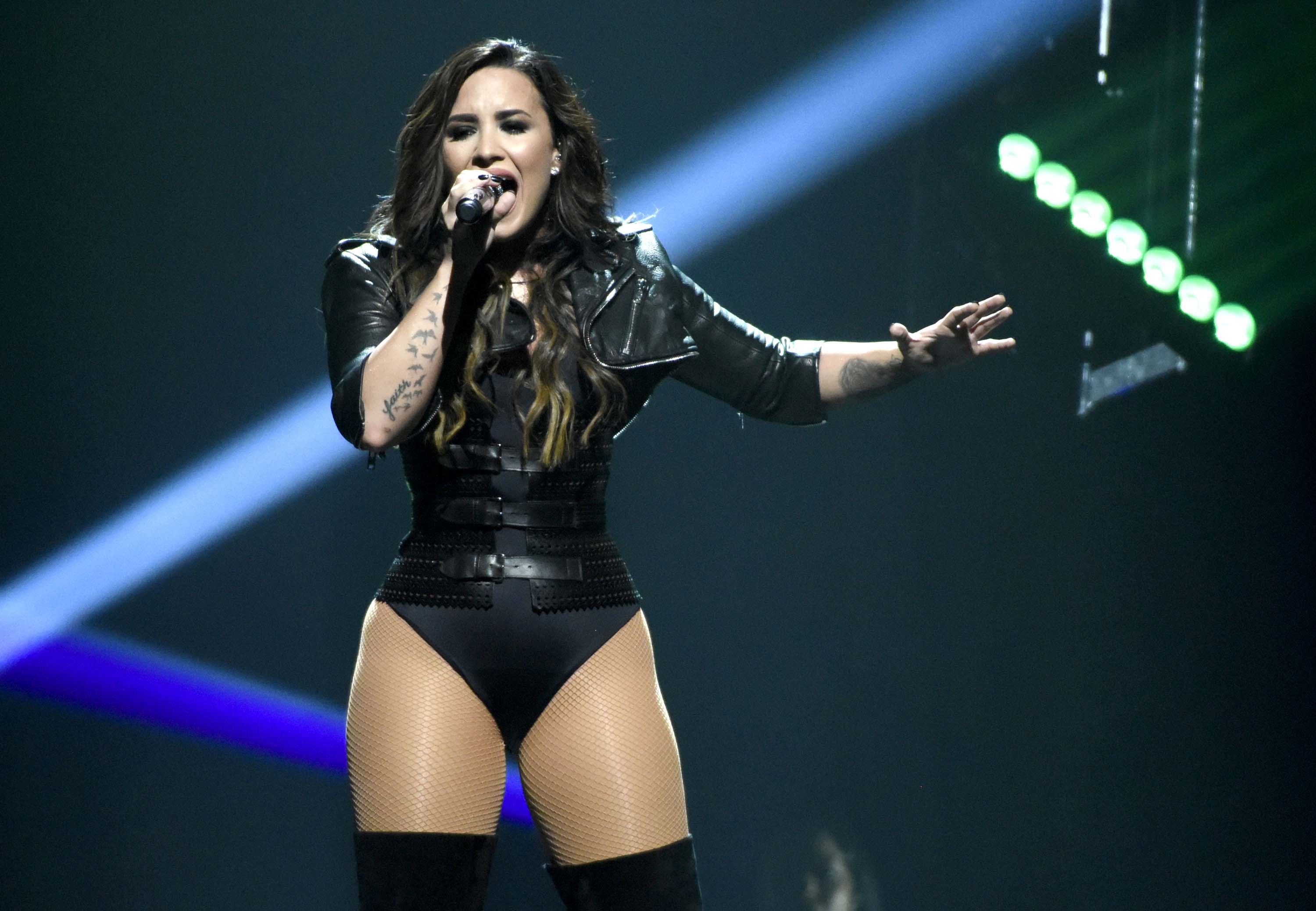 Demi Lovato performing in San Jose