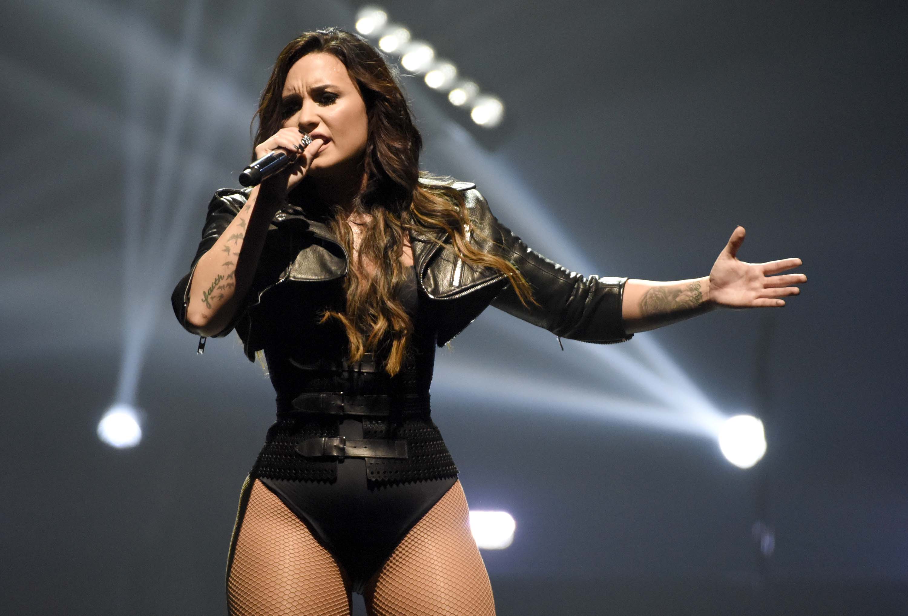 Demi Lovato performing in San Jose