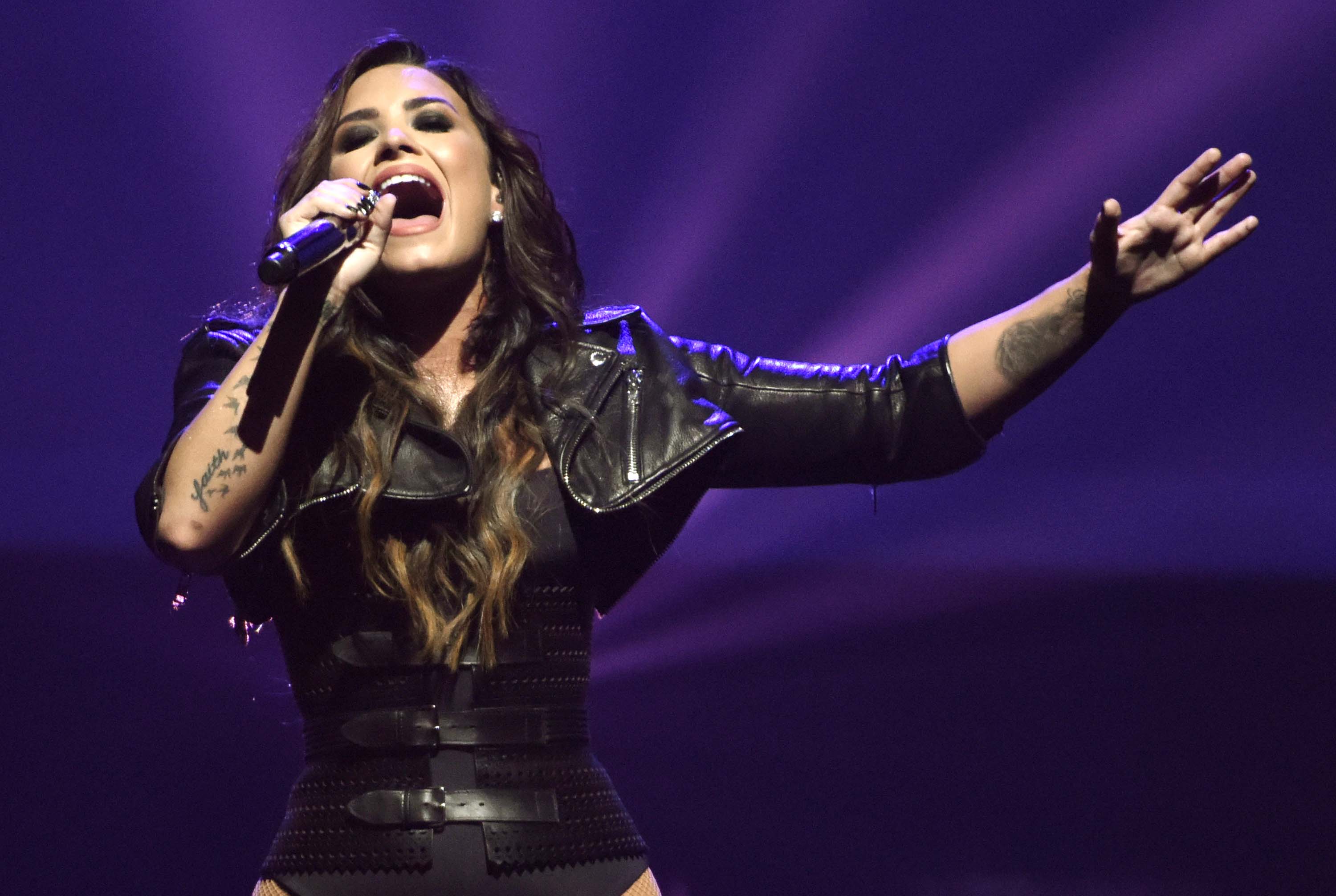 Demi Lovato performing in San Jose