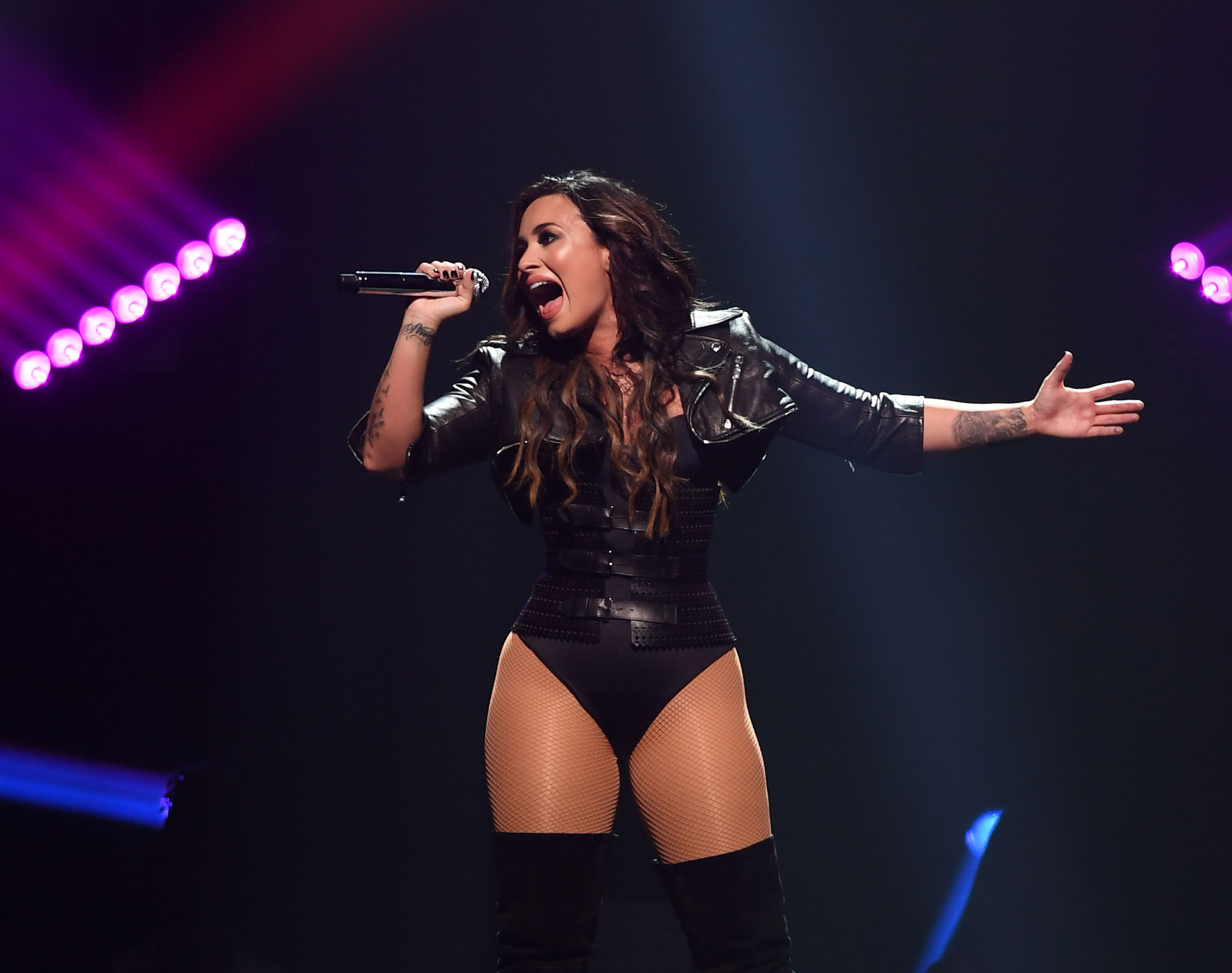 Demi Lovato performing in San Jose