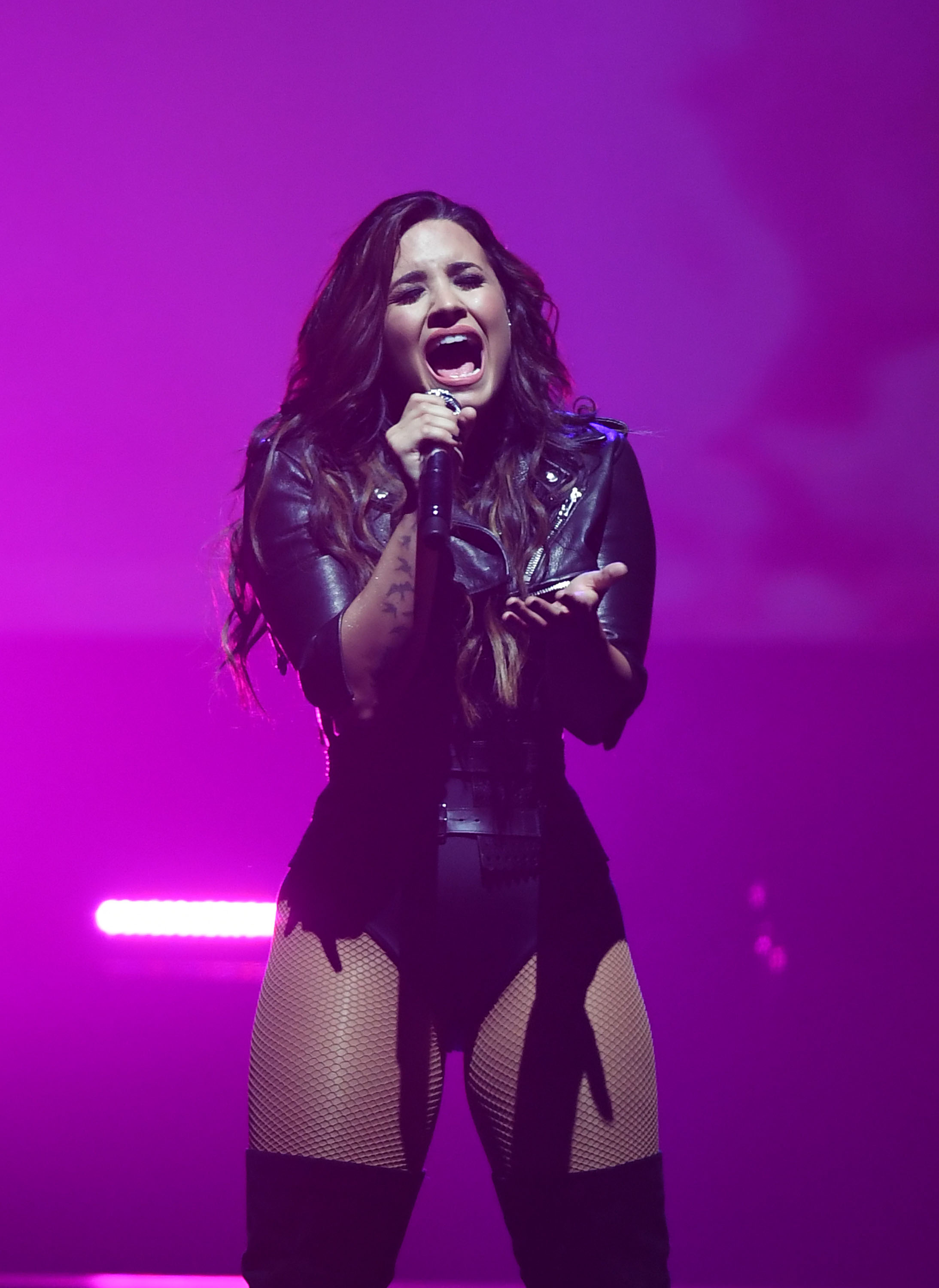 Demi Lovato performing in San Jose