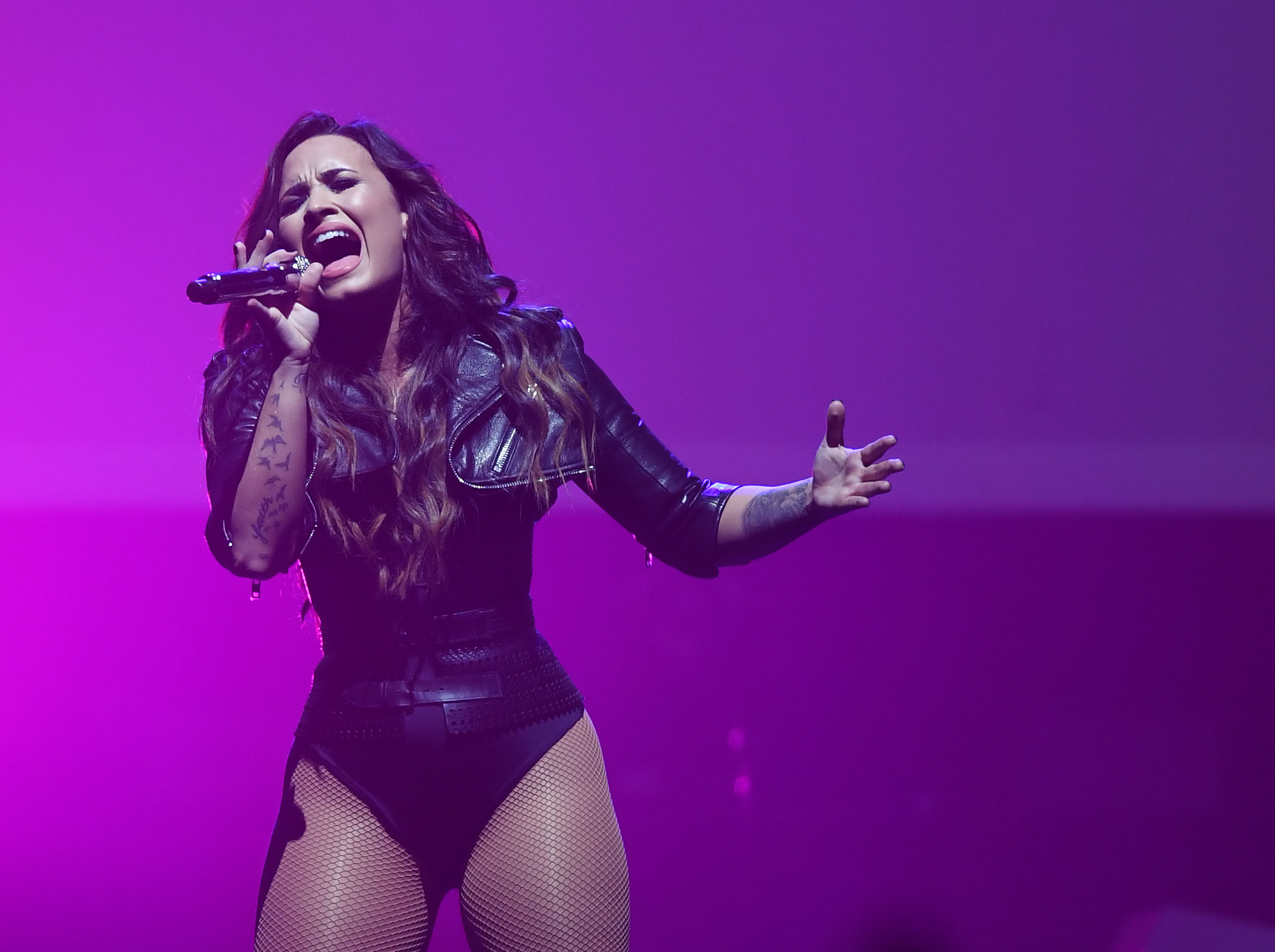 Demi Lovato performing in San Jose