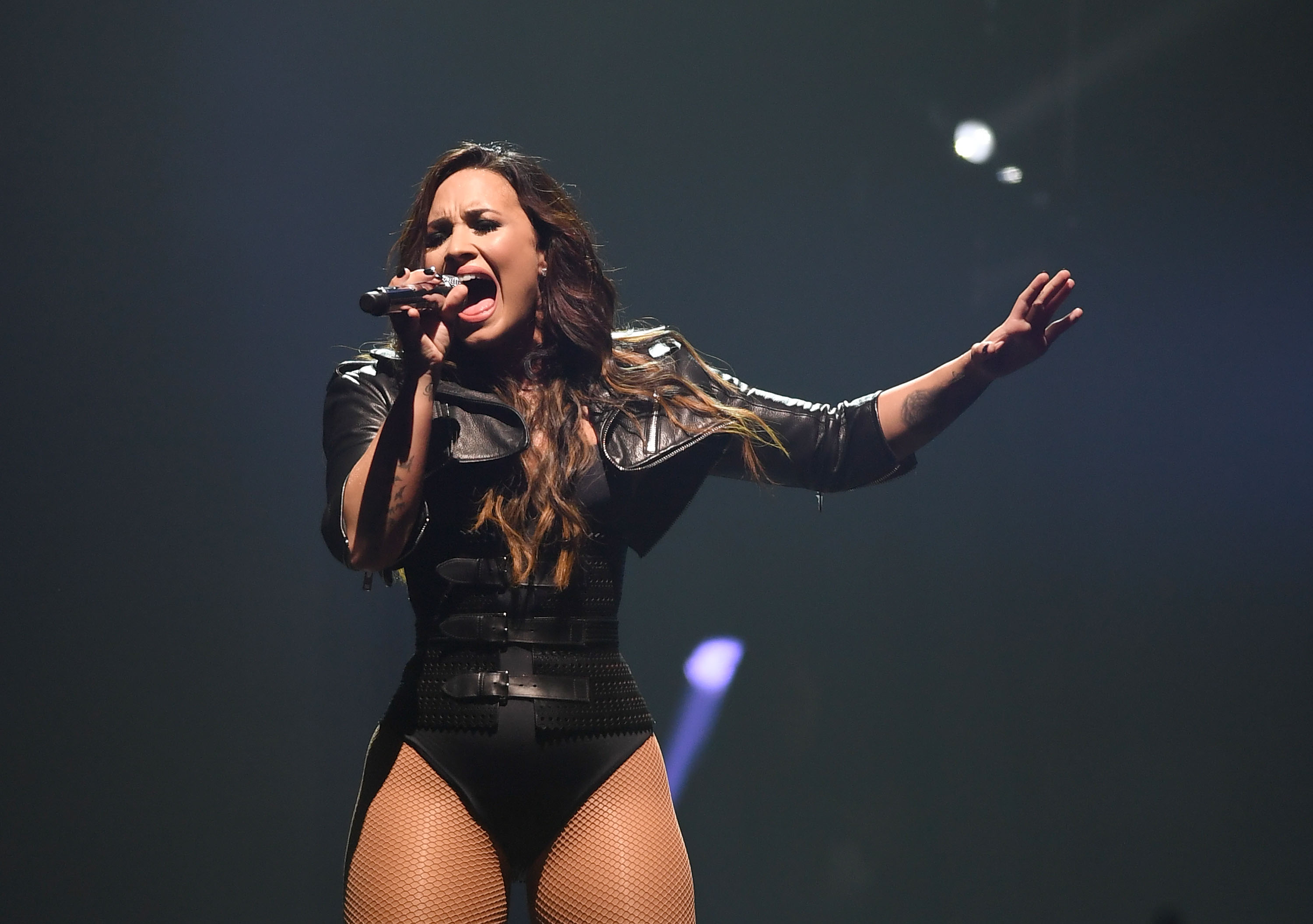Demi Lovato performing in San Jose