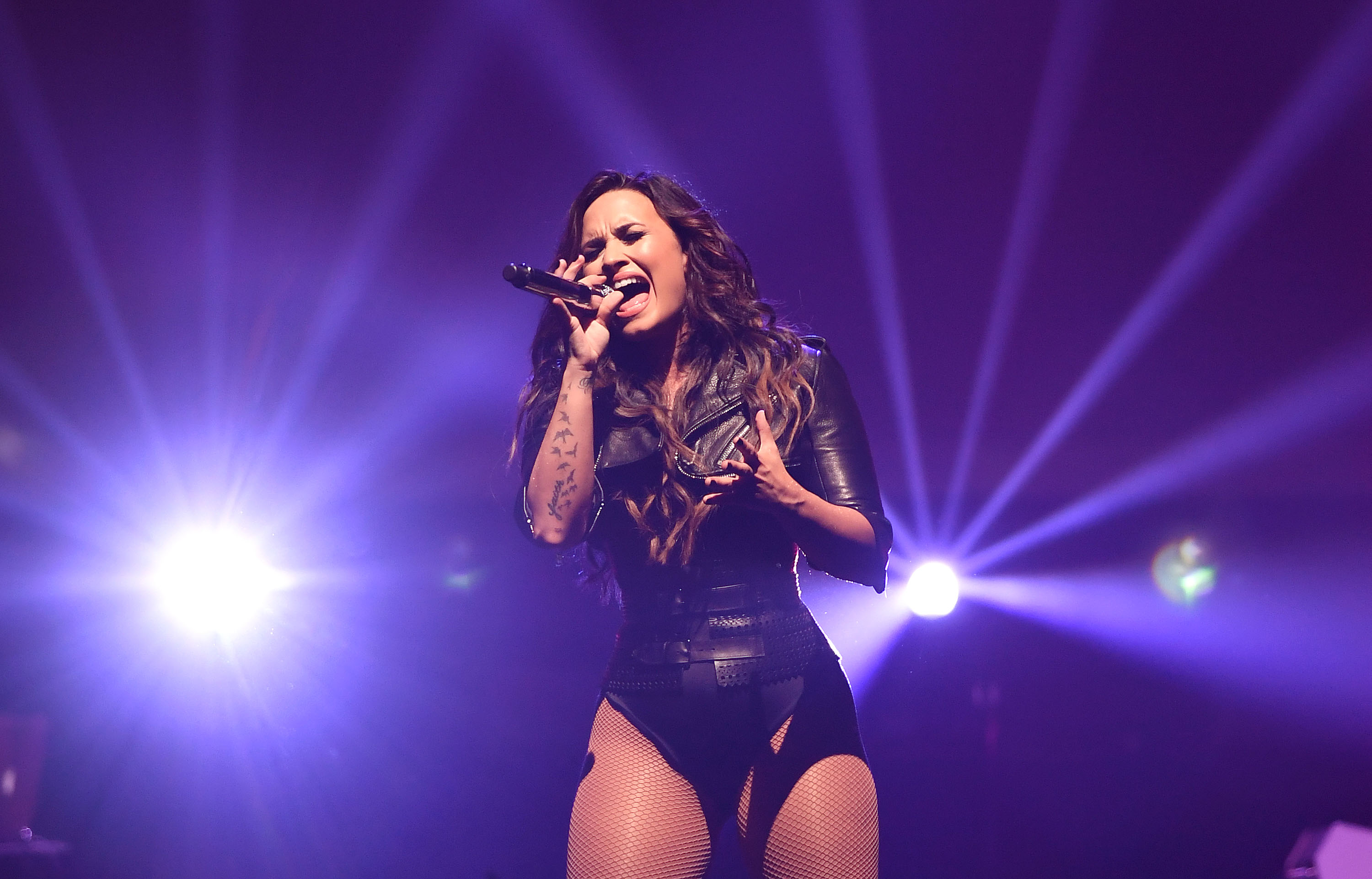 Demi Lovato performing in San Jose