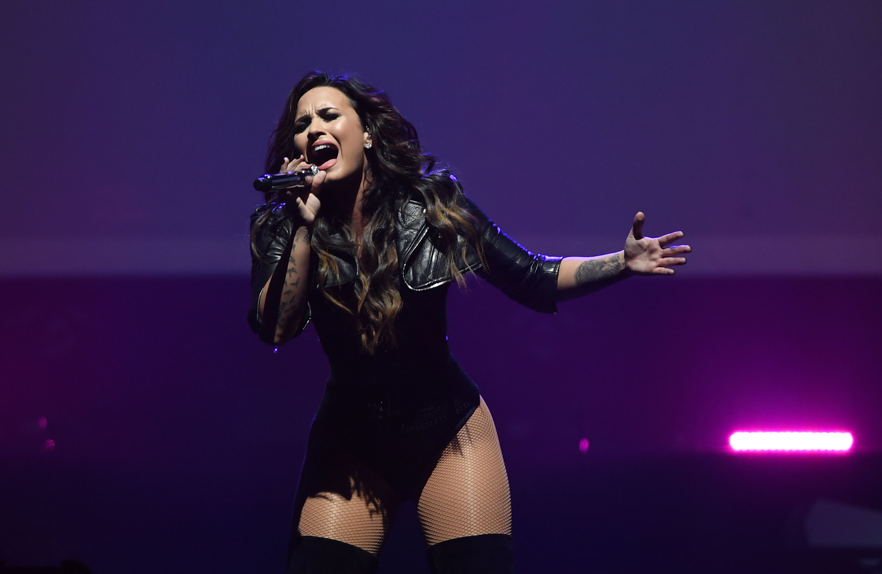 Demi Lovato performing in San Jose