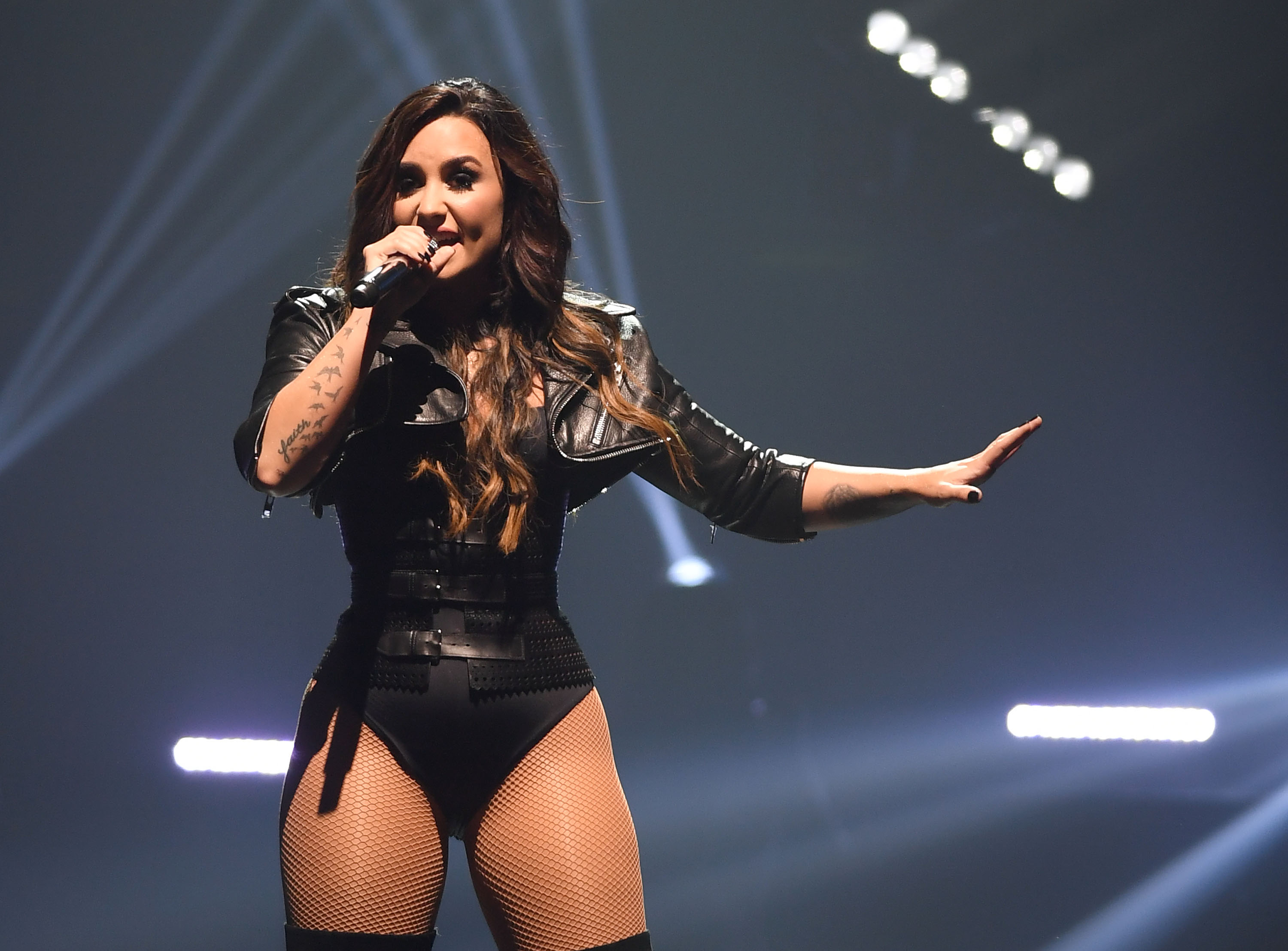 Demi Lovato performing in San Jose