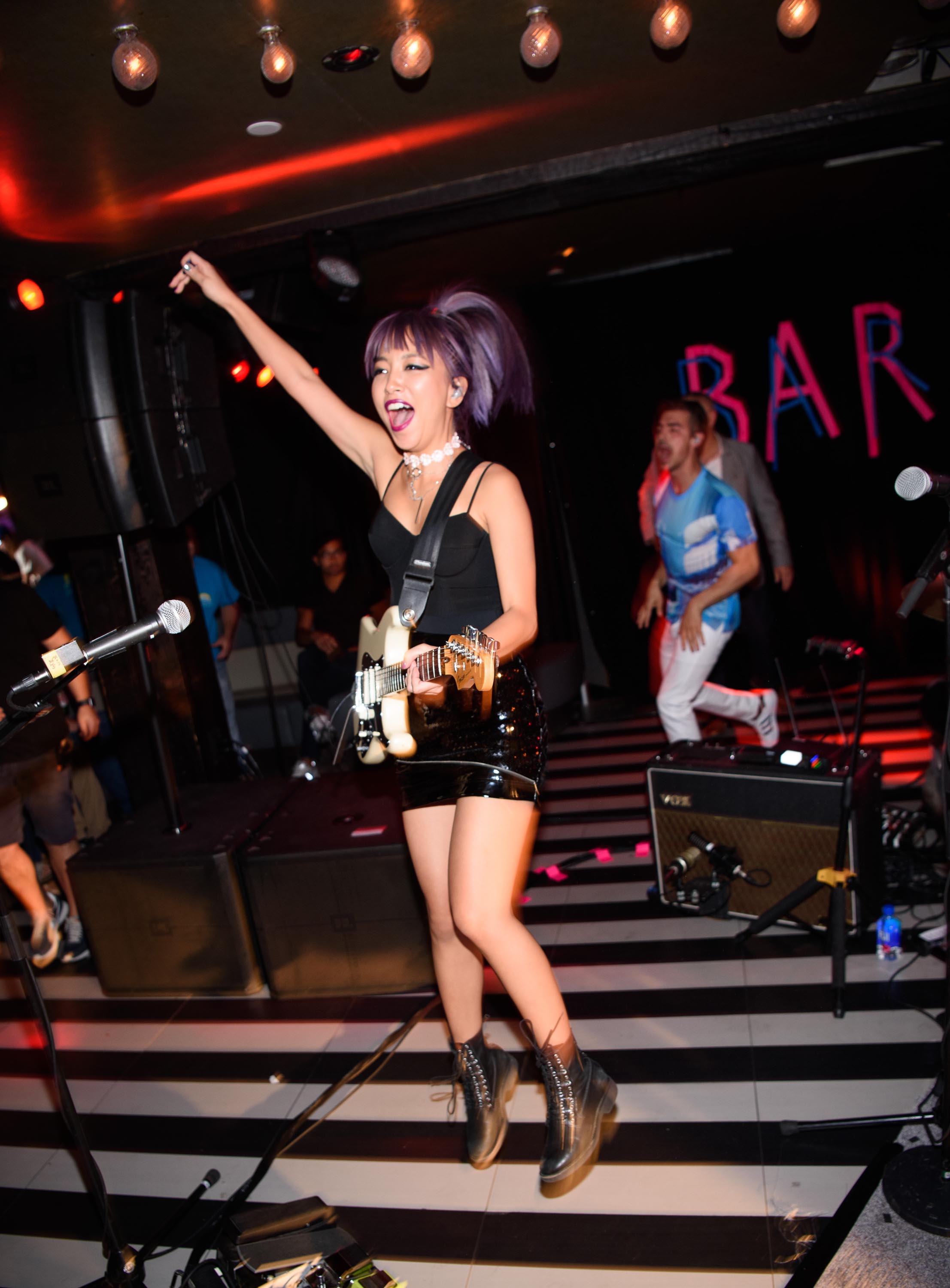 JinJoo Lee performs at the One Year Anniversary celebration of of the band DNCE