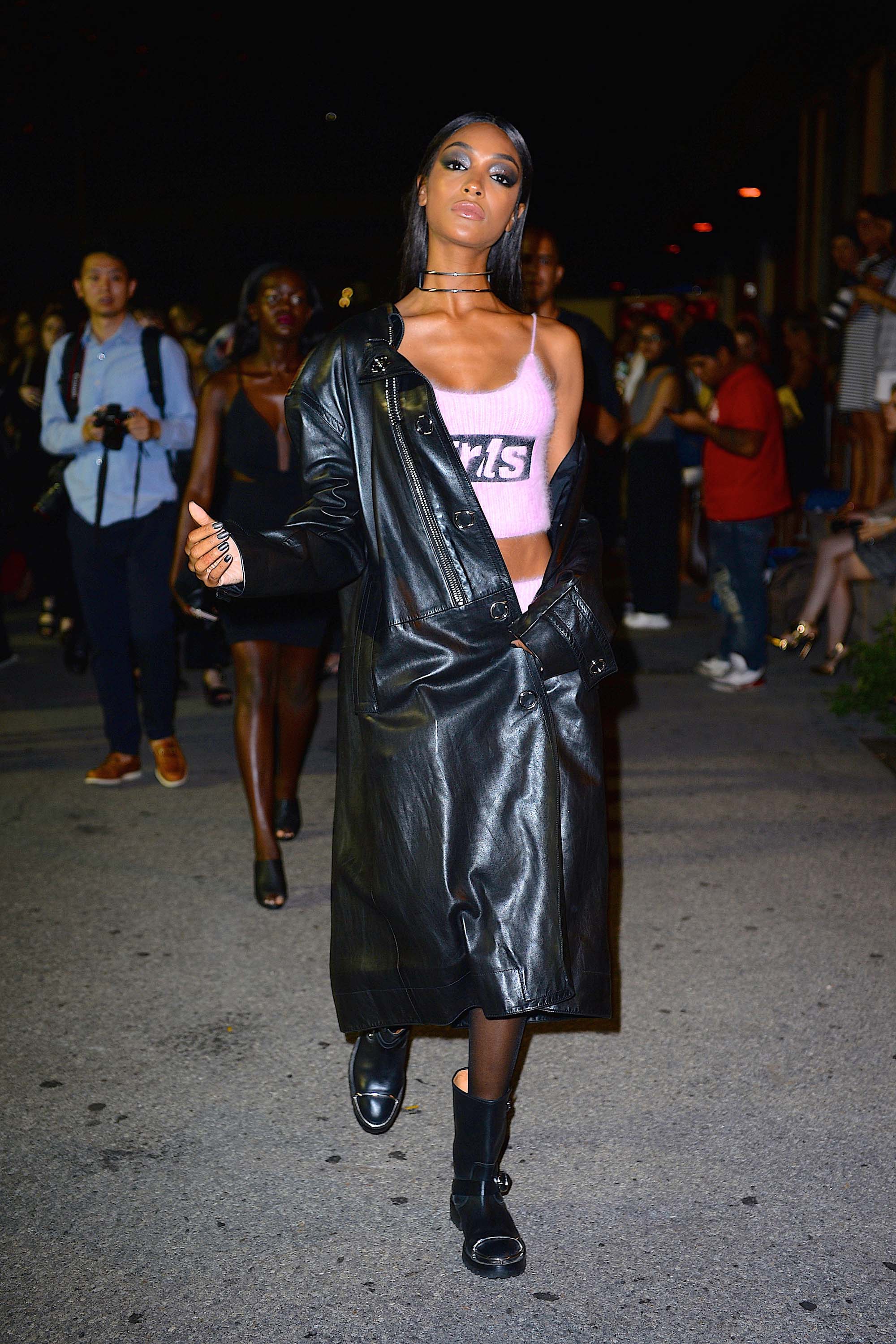 Jourdan Dunn arrives at the Alexander Wang Spring 2017 Fashion Show