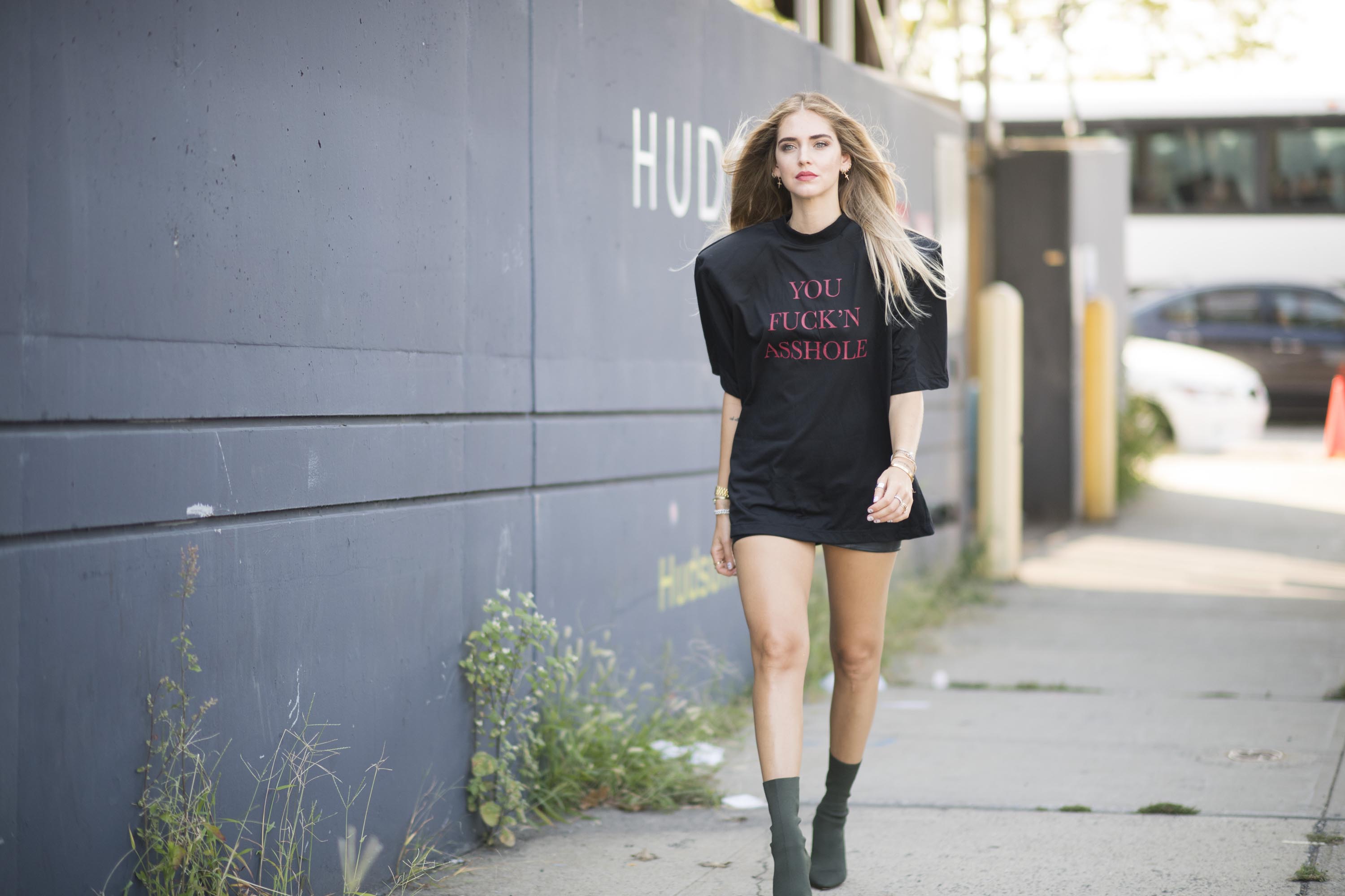 Chiara Ferragni is seen arriving at Coach 1941 Women’s Spring 2017 Show