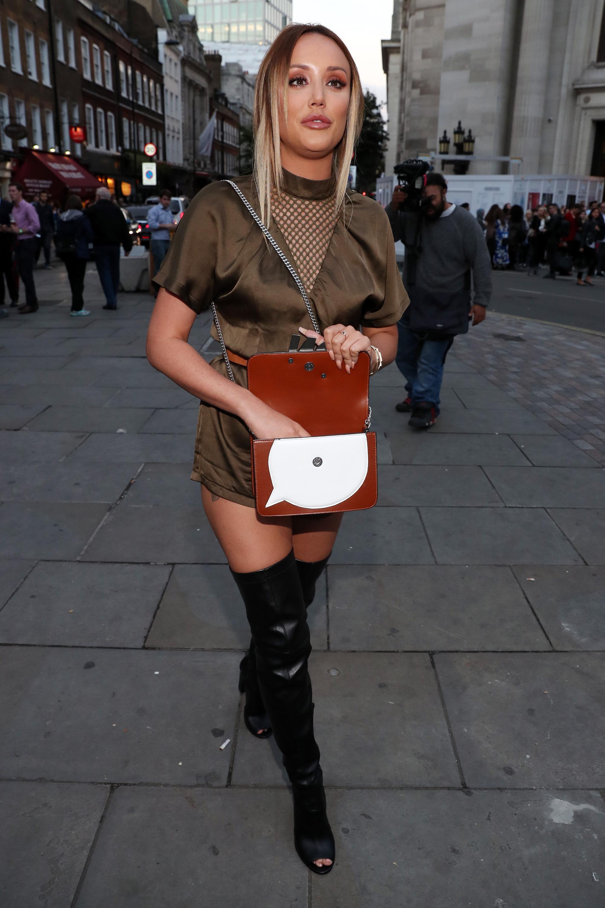 Charlotte Crosby seen at the Freemason’s Hall during London Fashion week