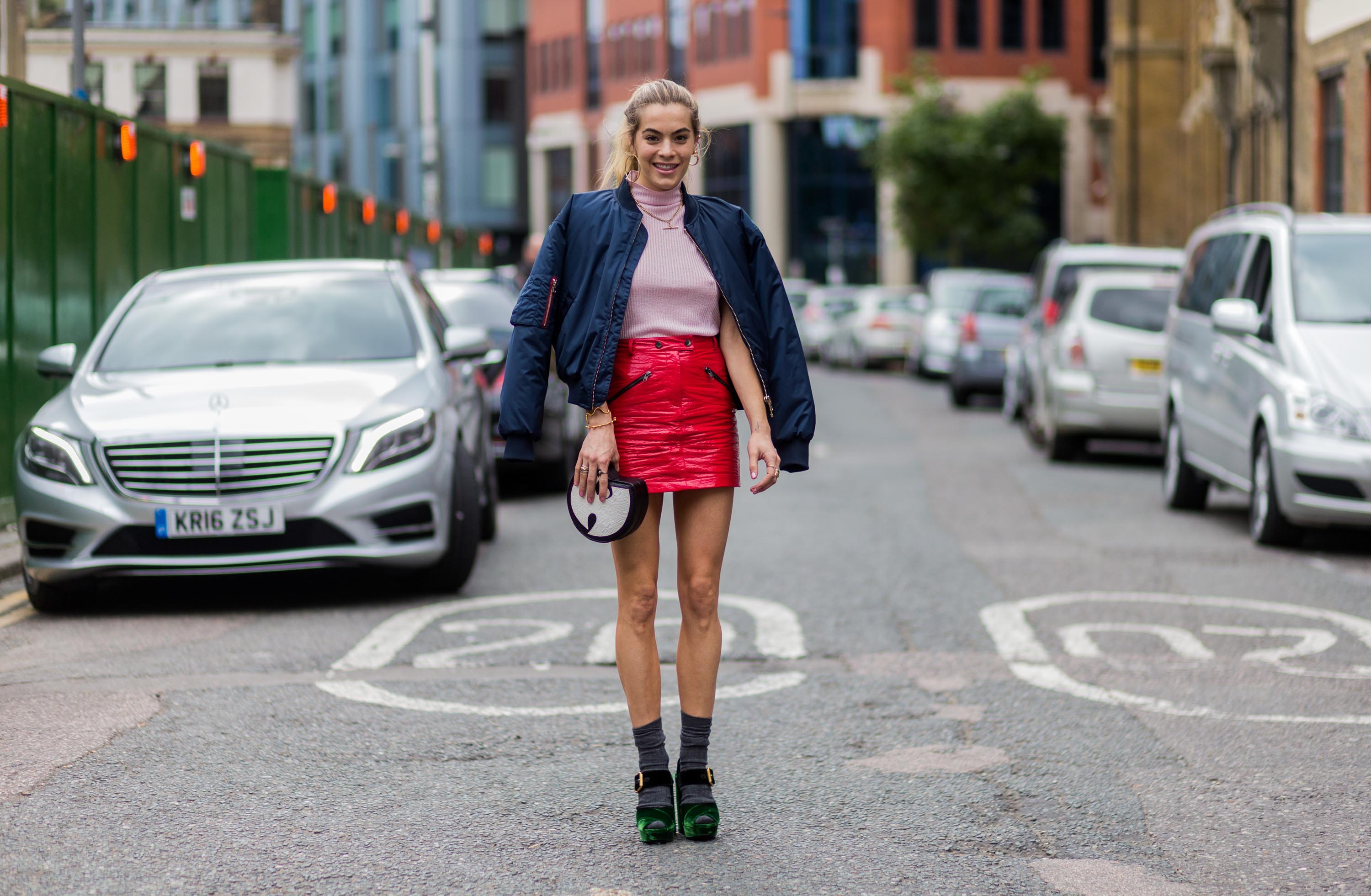 Chelsea Leyland arrives at the Topshop Unique show