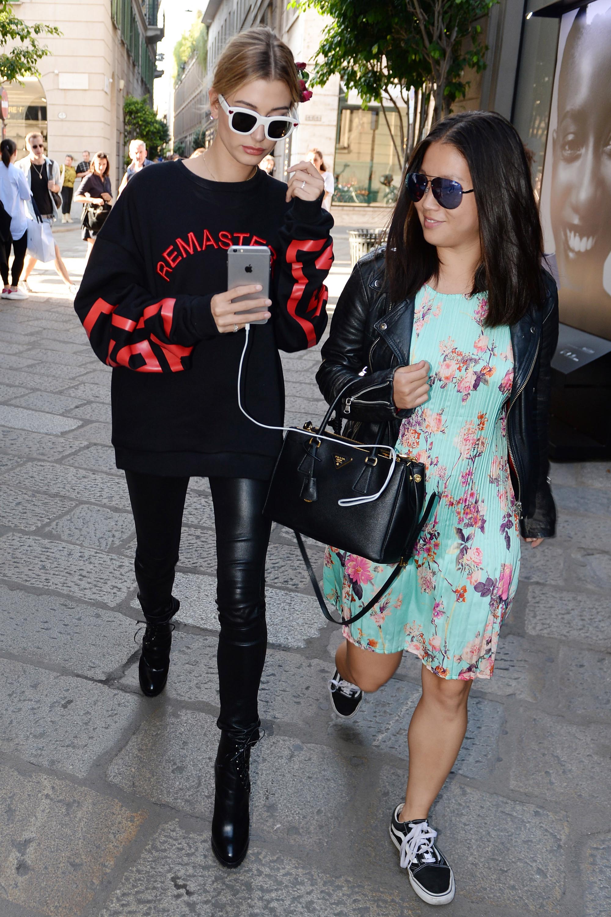 Hailey Baldwin arriving at a Fashion Show in Milan