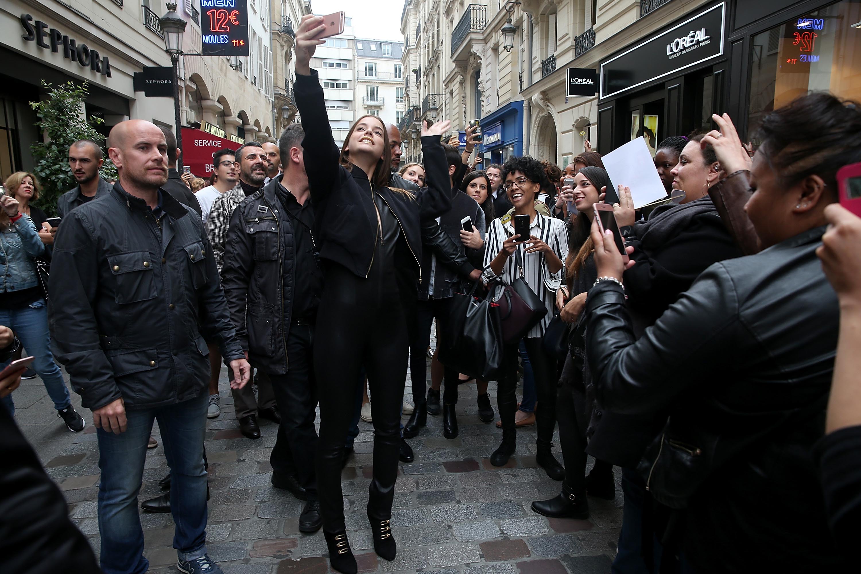 Barbara Palvin attends the opening of the first L’Oreal Paris store