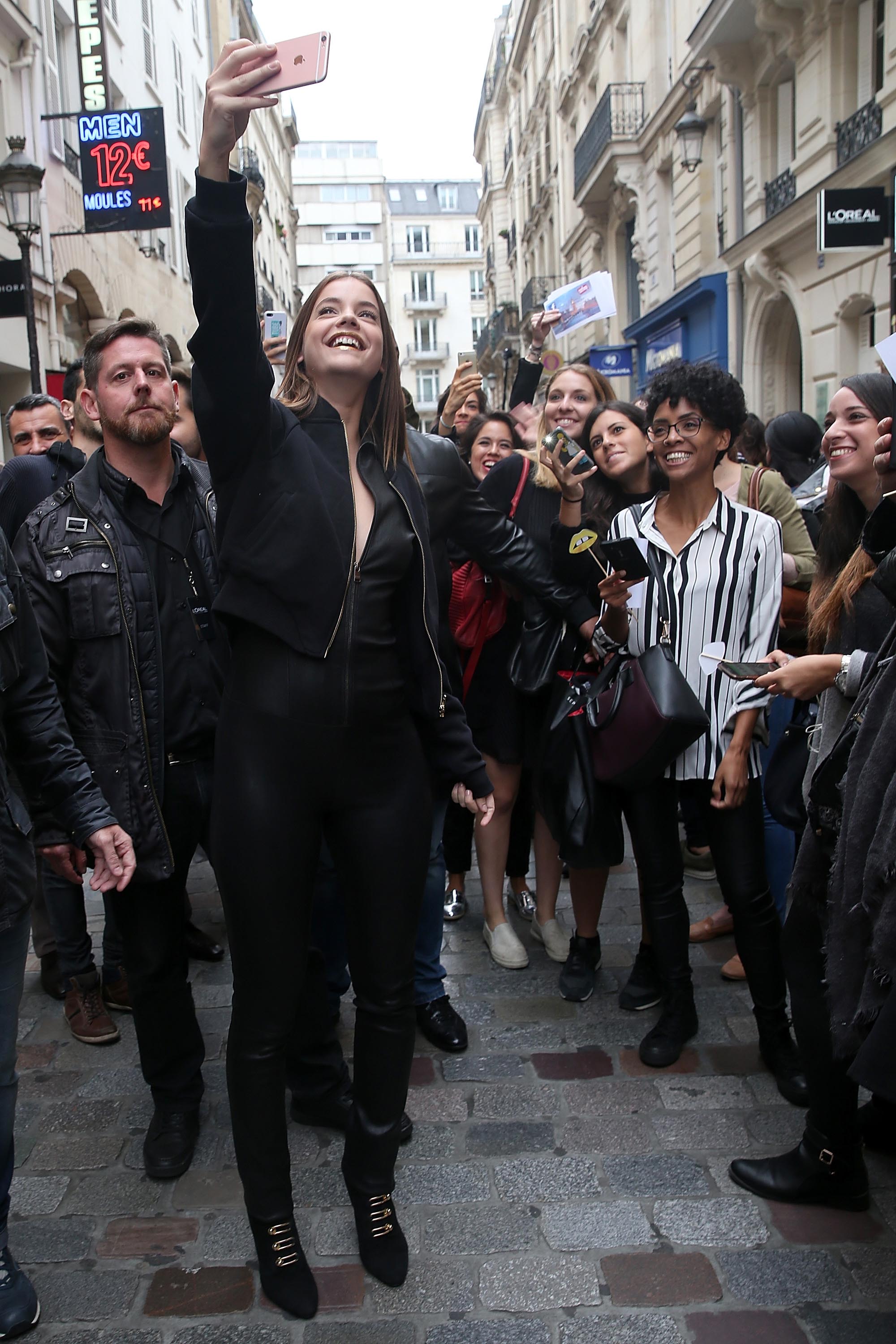 Barbara Palvin attends the opening of the first L’Oreal Paris store