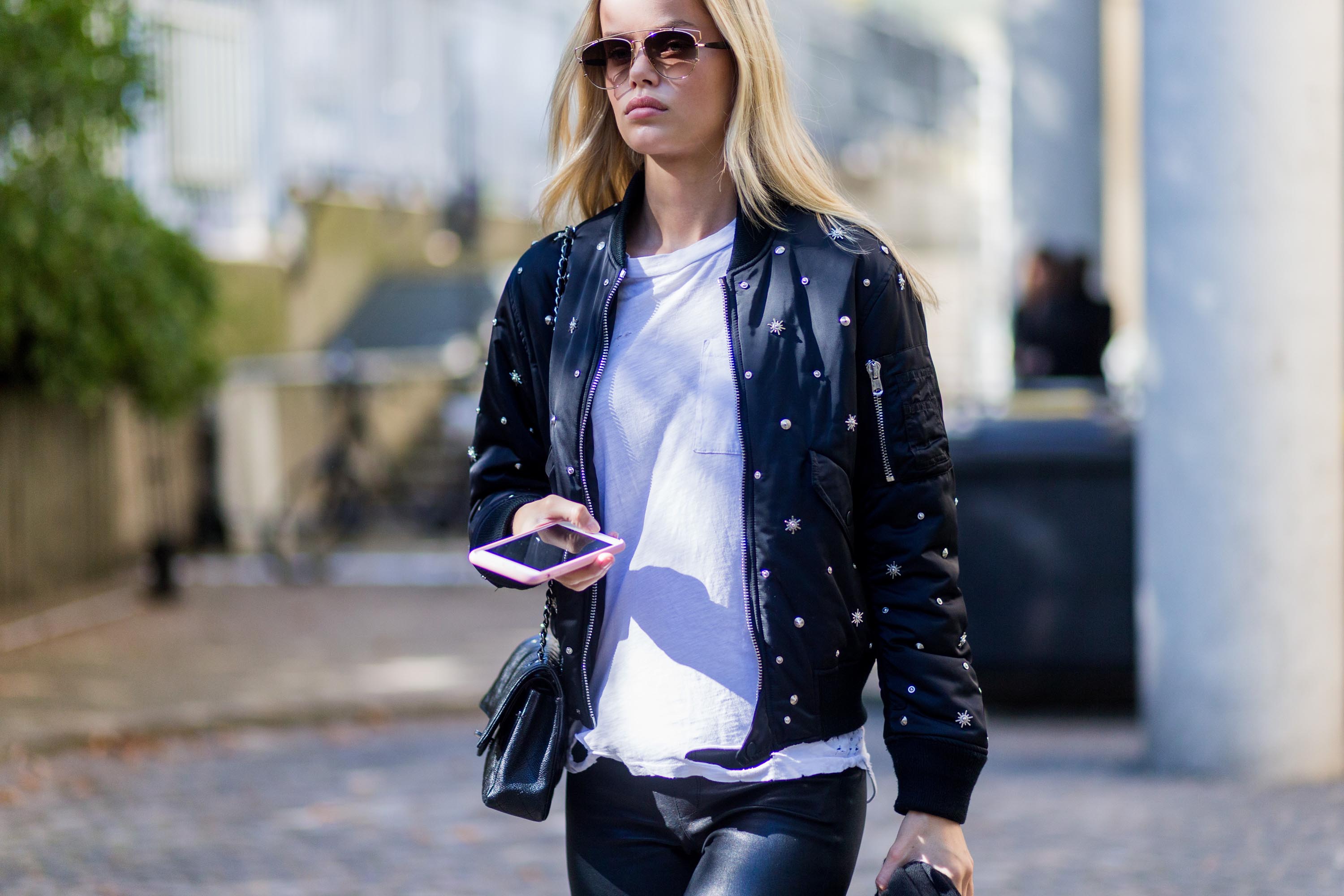 Frida Aasen outside Miu Miu on October 5, 2016 in Paris, France.